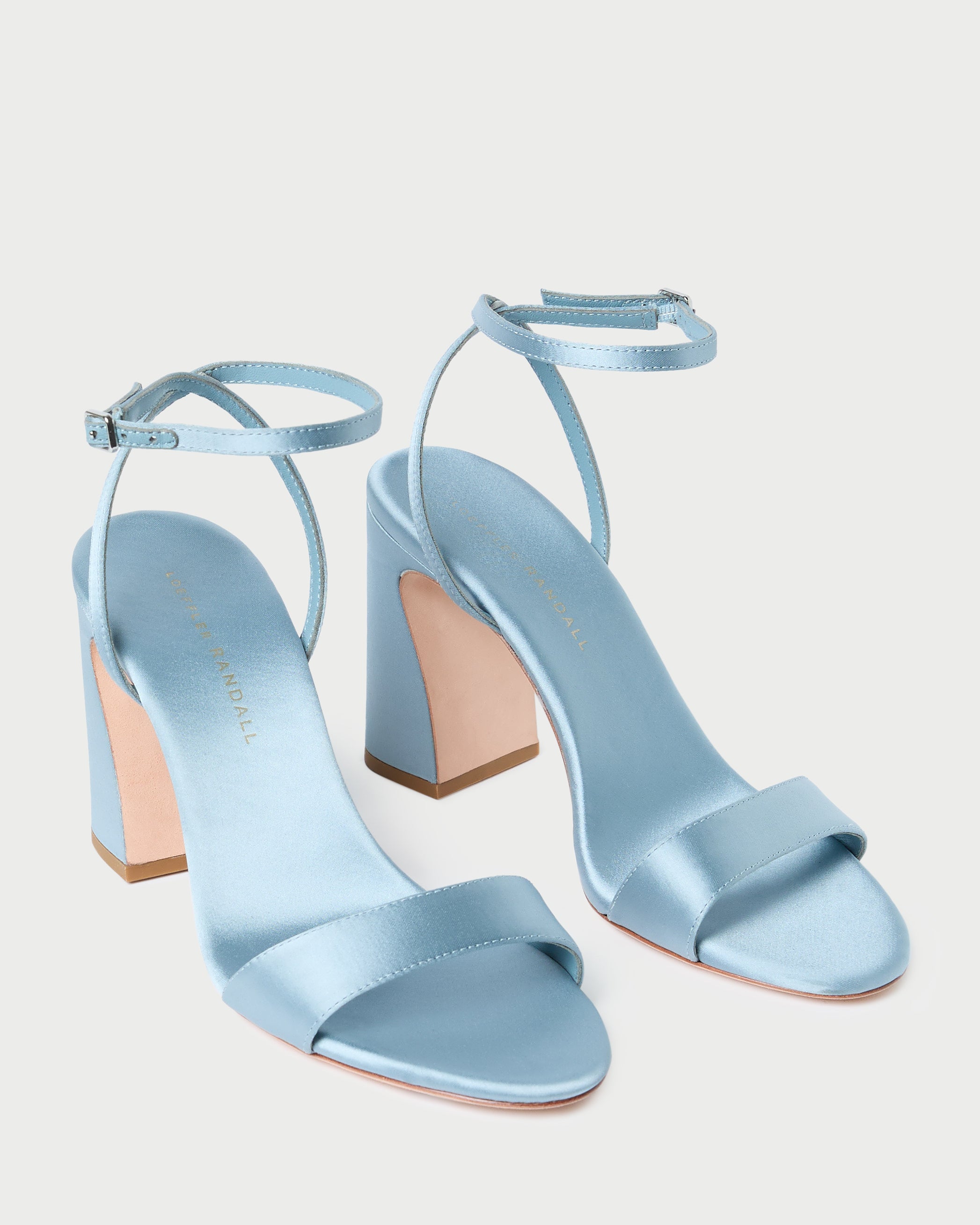 Malia Blue Satin Curved Heel Sandals for Women - Elegant High Heel Dress Shoes for Parties, Weddings & Special Occasions