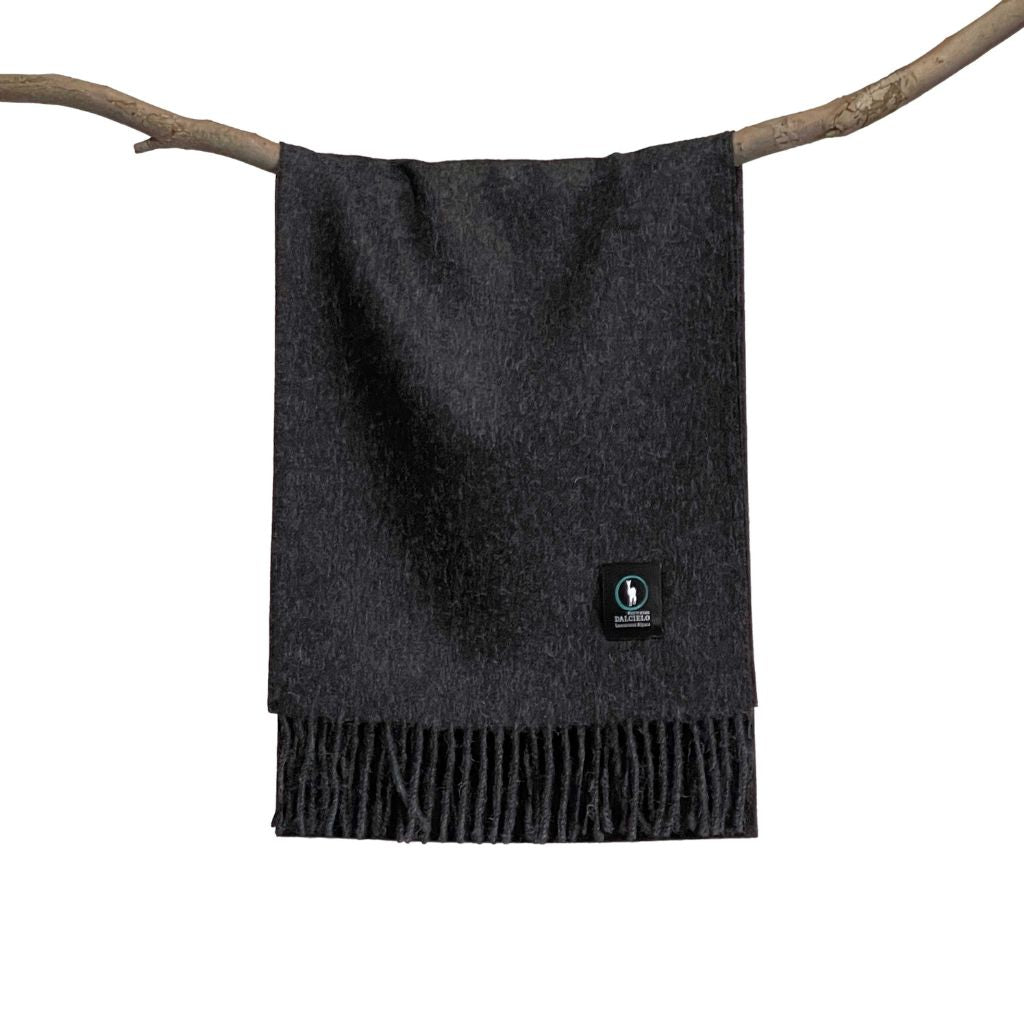DALCIELO Premium Baby Alpaca Wool Scarf - Soft & Warm Winter Accessory for Women & Men, Charcoal Gray - Perfect for Cold Weather, Travel & Gift Giving