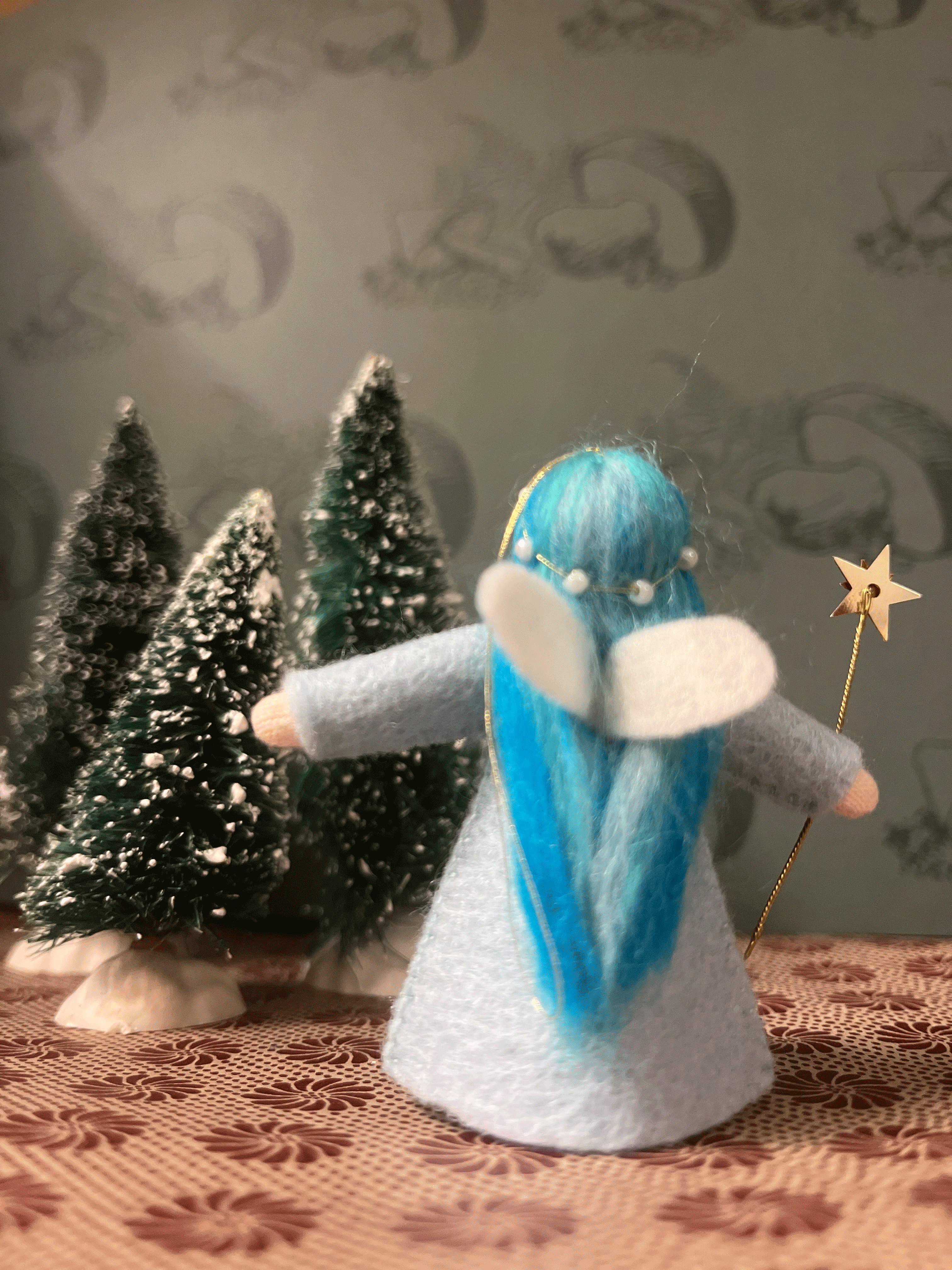 2023 White and Blue Wishing Fairy - Waldorf Style Handmade Felt Doll for Kids | Perfect for Imaginative Play, Waldorf Education, and Nursery Decor