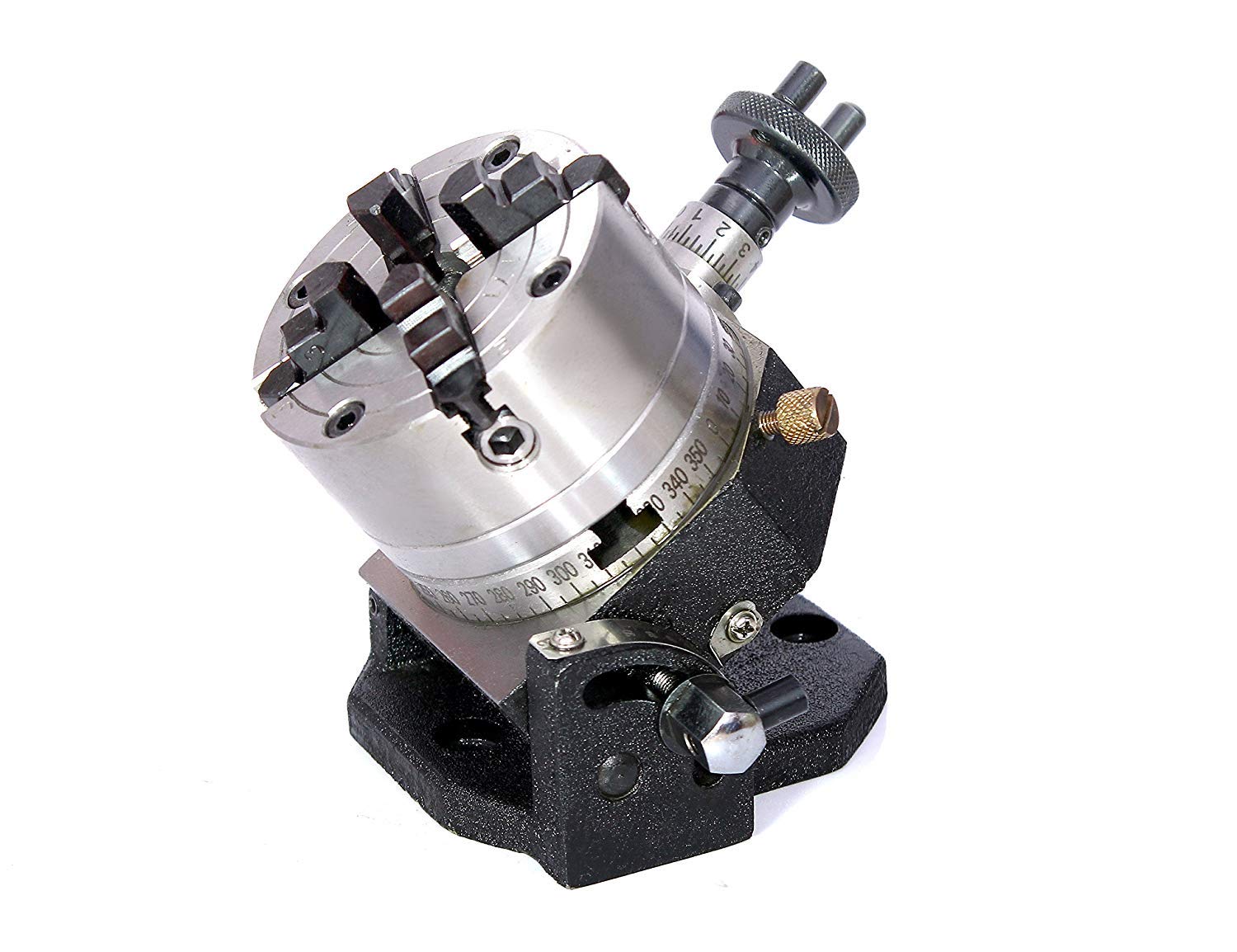 80mm Tilting Rotary Table with 4-Jaw Independent Chuck - Precision Milling Machine Indexing Tool for Metalworking & CNC Machining | Perfect for Drilling, Engraving & Milling Operations