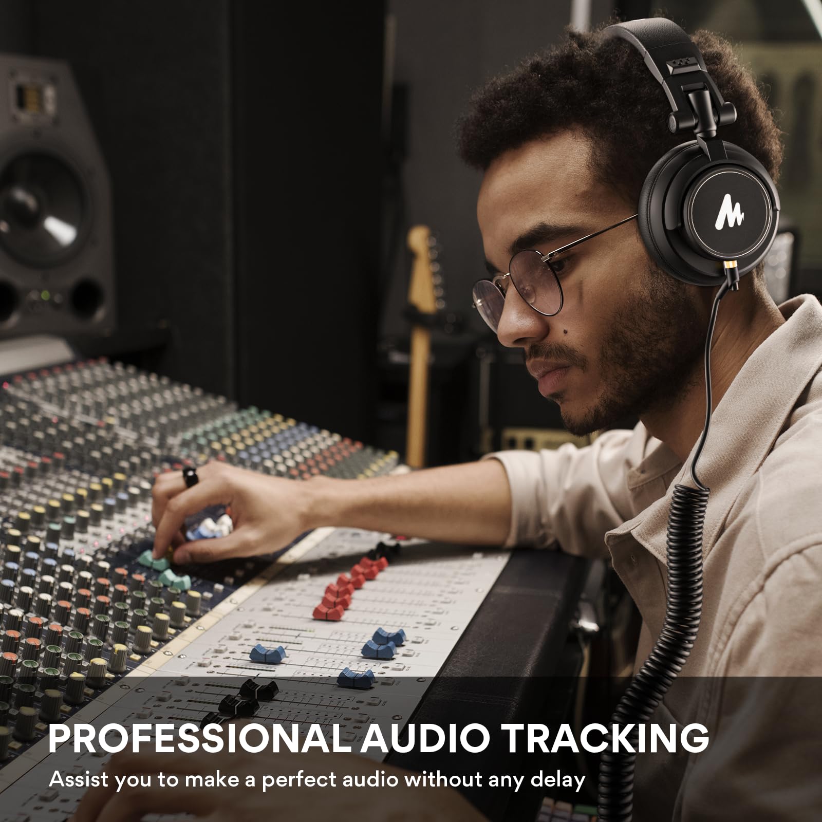 MAONO MH601 Professional Studio Headphones - 50mm Drivers, Over-Ear Closed Back Design for Music Production, DJing, Podcasting & Gaming - Premium Sound Isolation & Comfort (Black) - Perfect for Home Recording, Streaming & Audio Editing