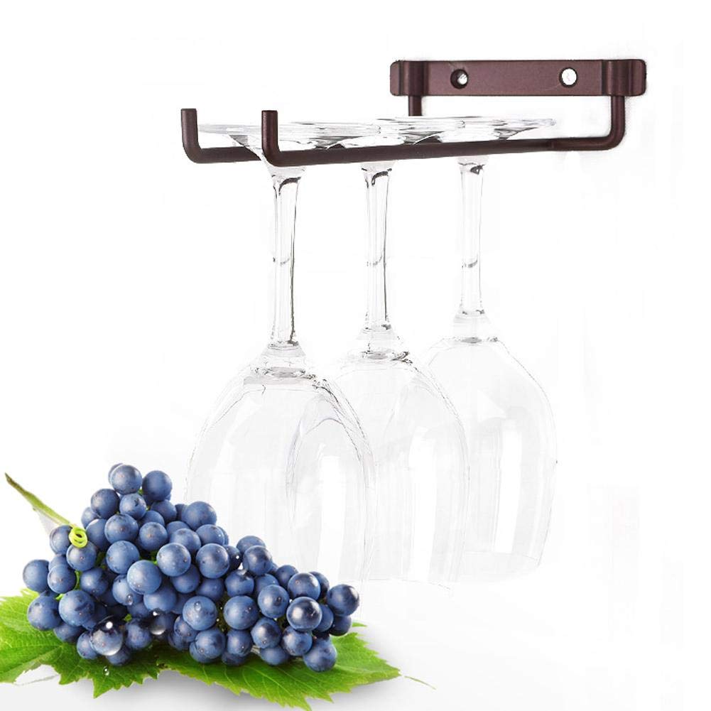 Estink Single Row Wall Mounted Wine Rack - Dumb Bronze Iron Glass Holder for Kitchen, Home Bar & Shelves Decoration (10 x 5.1 Inch) - Perfect for Organizing Wine Glasses, Mugs & Bar Accessories in Small Spaces