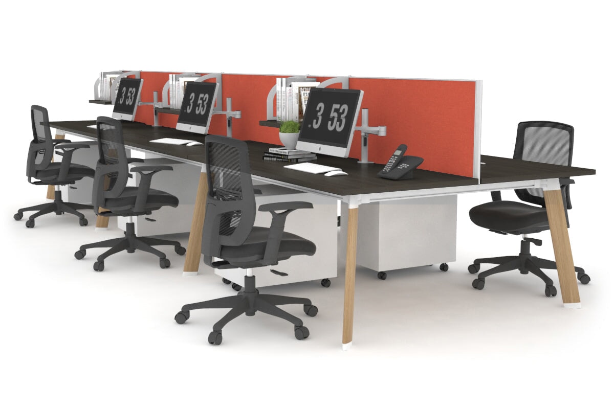 6-Person Wooden Workstation with Cable Management - 1800L x 800W Switch Office Desk for Team Collaboration | Perfect for Open Office Spaces & Coworking Environments