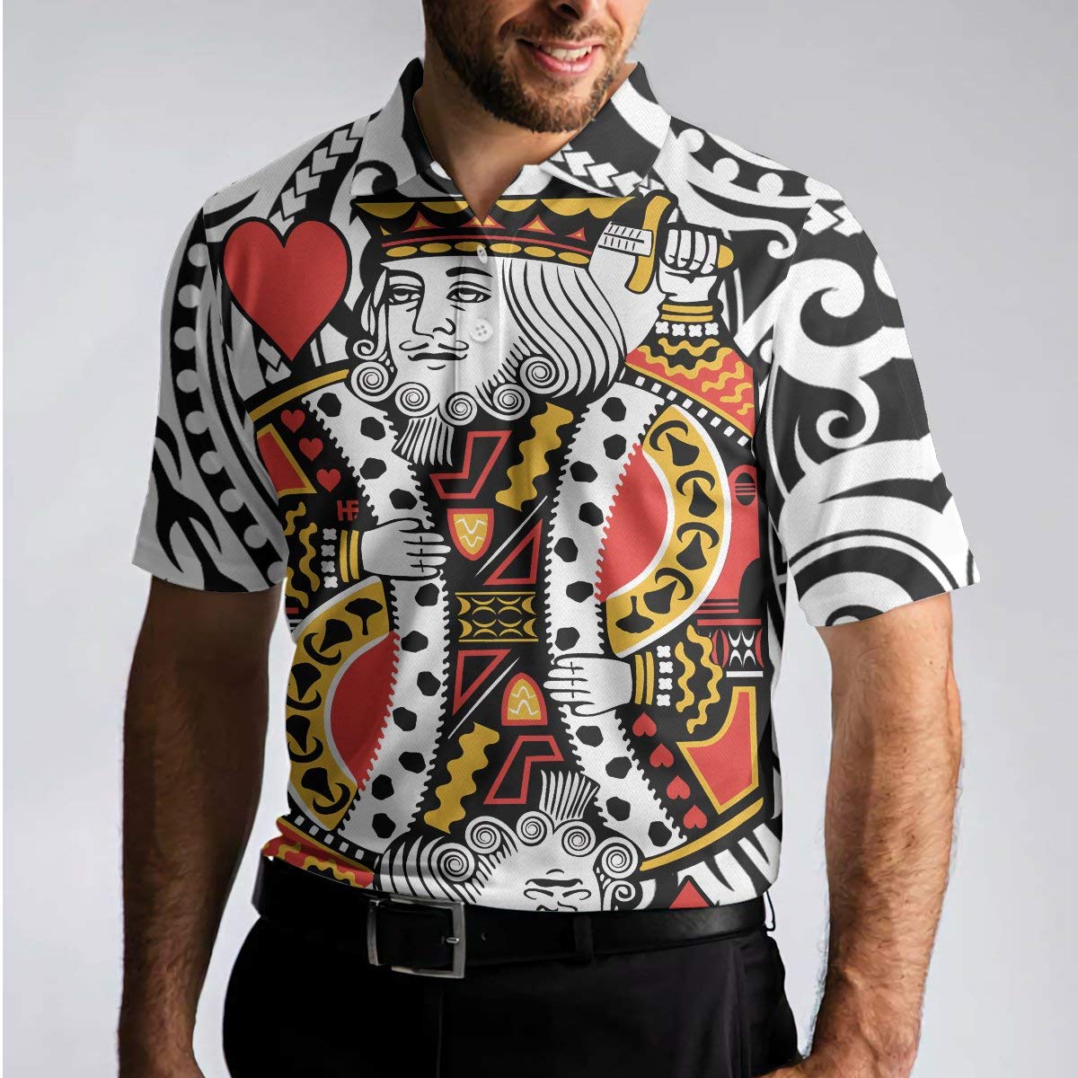 HYPERFAVOR Men's Smart Casino-Themed Polo Shirts - Short Sleeve Poker Shirt for Men | Perfect for Casino Nights, Poker Parties & Casual Wear