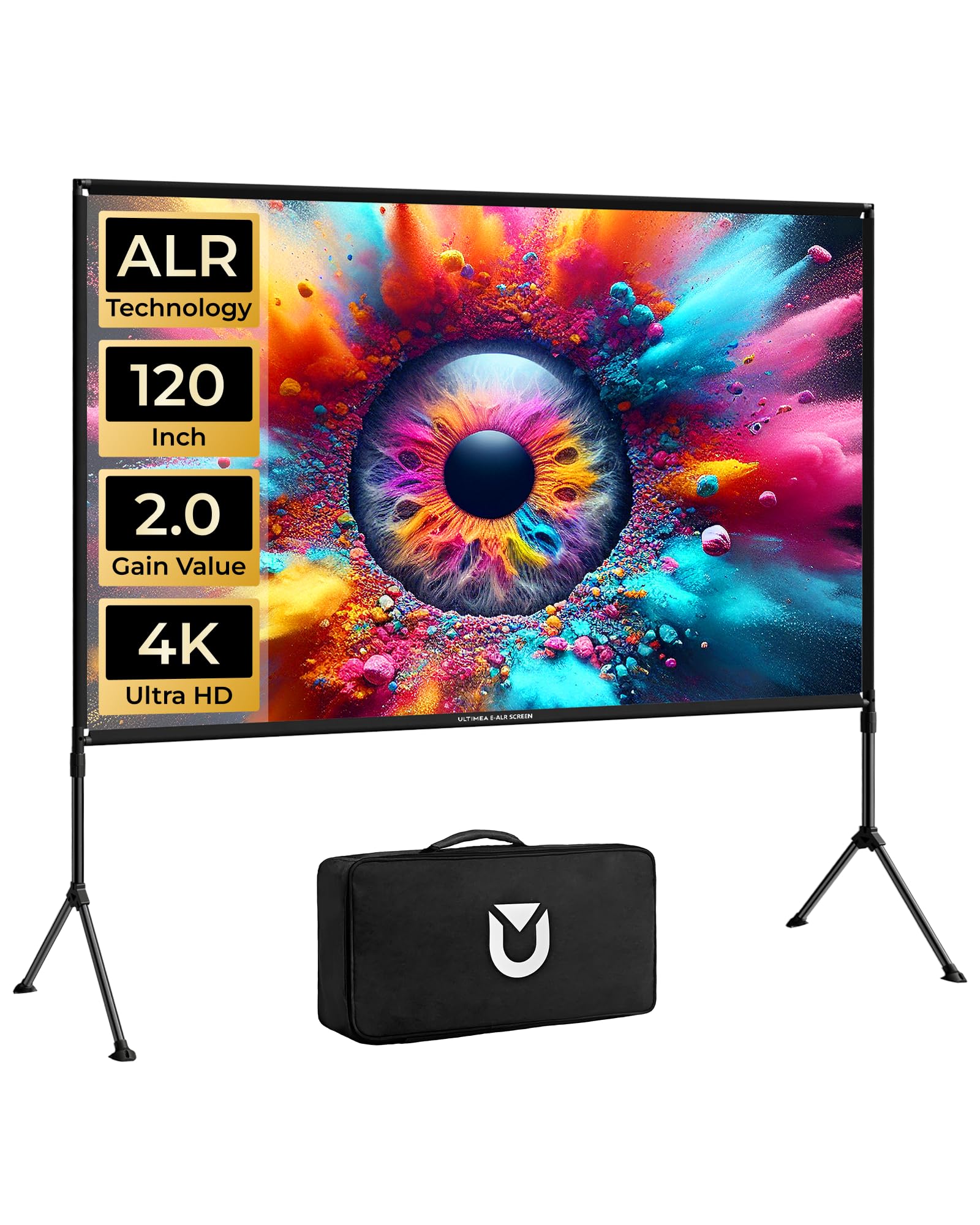 ULTIMEA E-ALR 120-inch Portable Projector Screen with Stand - 80% Ambient Light Rejection, 2.0 Gain Value for 4K/Full HD Movies - Perfect for Outdoor Daytime Viewing & Home Theater Setup - Includes Photon 120 Stand for Easy Installation