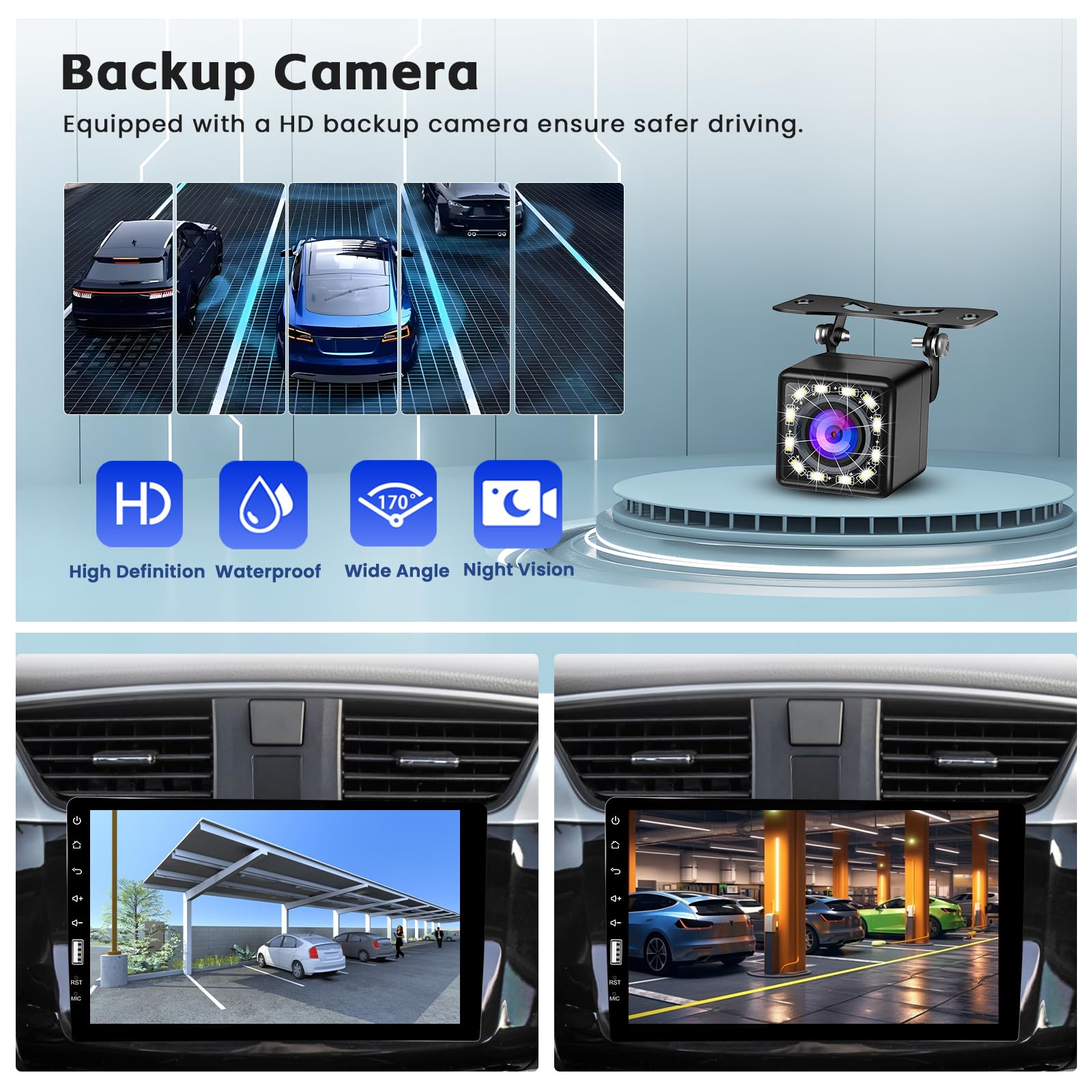 Hikity 9 Inch Single Din Car Stereo with Apple CarPlay & Android Auto - Bluetooth Touch Screen GPS Navigation, Mirror Link, FM, SWC, USB & Backup Camera - Perfect for Road Trips & Daily Commuting