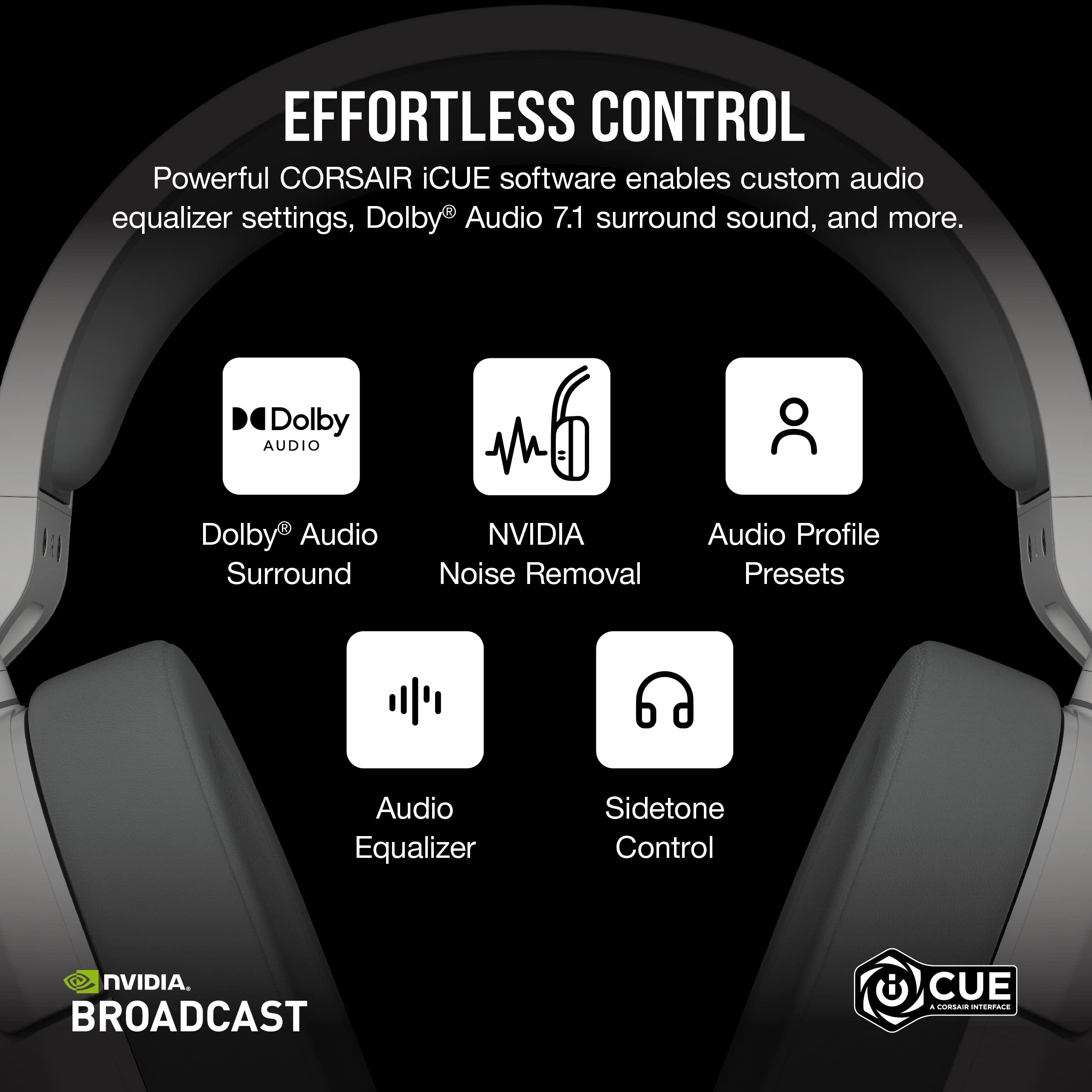 Corsair HS55 Wireless Gaming Headset - Bluetooth, Dolby 7.1 Surround Sound, Lightweight Design, iCUE Compatible - for PC, PS5, PS4, Nintendo Switch & Mobile (White) - Perfect for Competitive Gaming & Immersive Entertainment