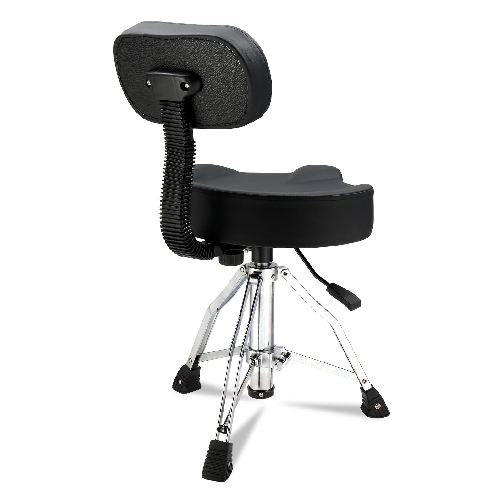 **Heavy Duty Hydraulic Drum Throne with Backrest - Adjustable Height Drum Stool, Ergonomic Saddle Seat for Drummers (Black) - Perfect for Live Performances, Studio Sessions & Practice**