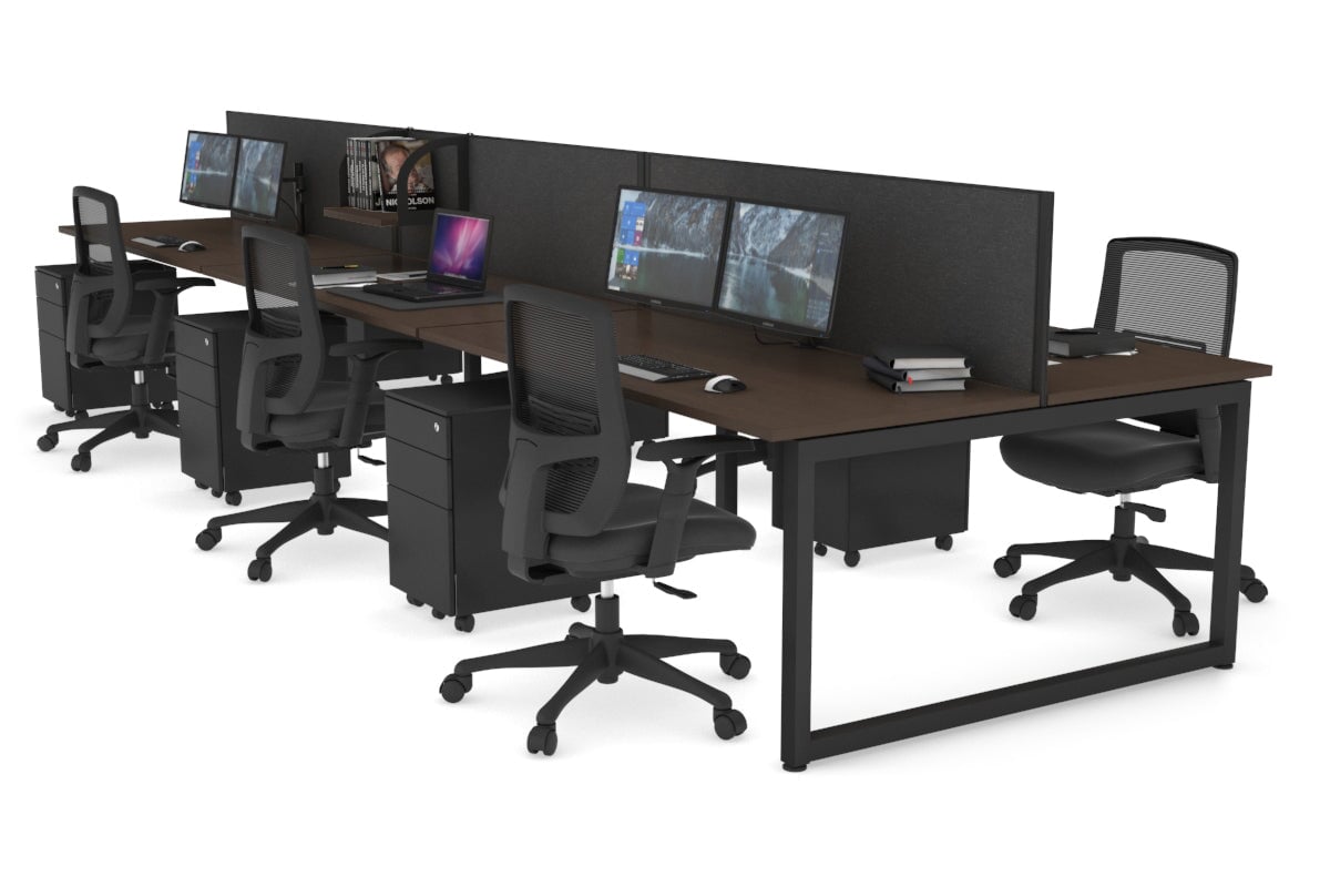 Quadro Loop Legs 6-Person Office Workstation Desk - 1400L x 700W Dimensions - Perfect for Collaborative Workspaces & Team Projects