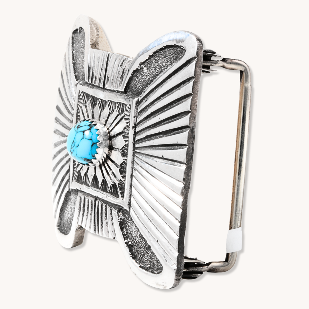 Handmade Turquoise Belt Buckle for Men & Women - Western Style Silver Jewelry Accessory for Jeans, Cowboy Boots & Country Fashion Outfits