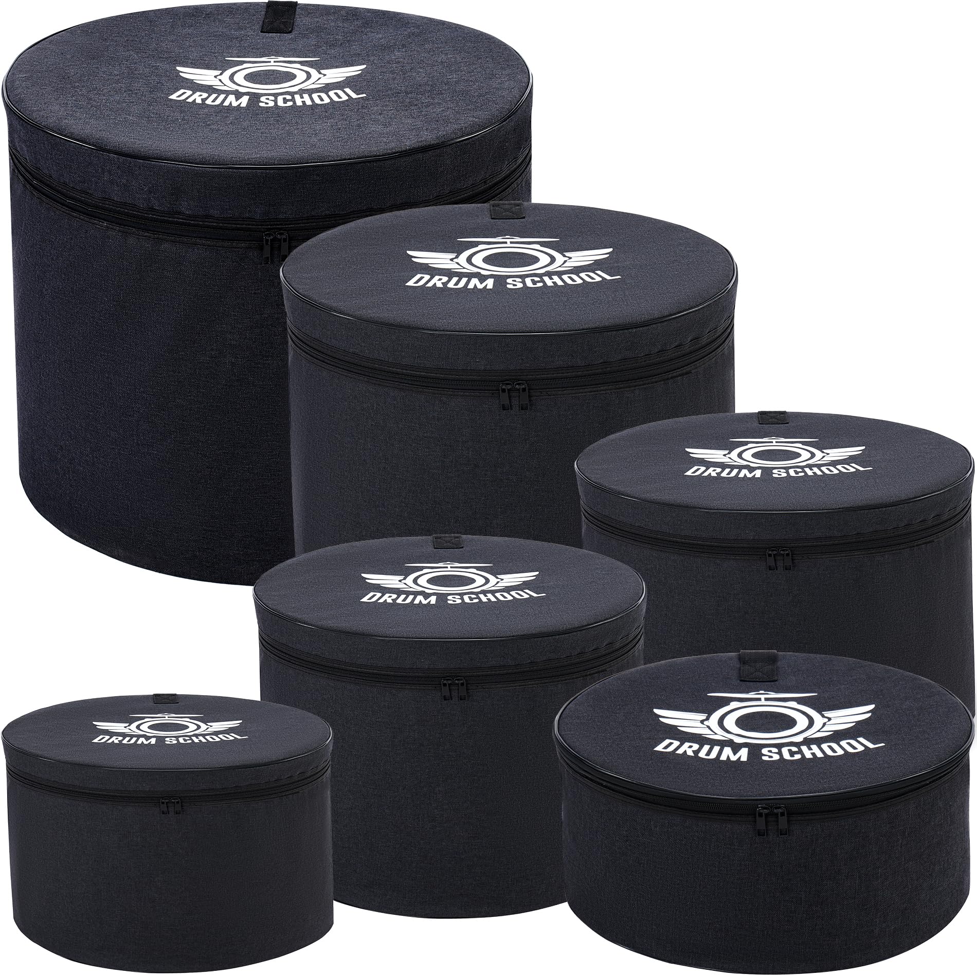 6-Piece Drum Bags Set - Padded Soft Carrying Cases for 10