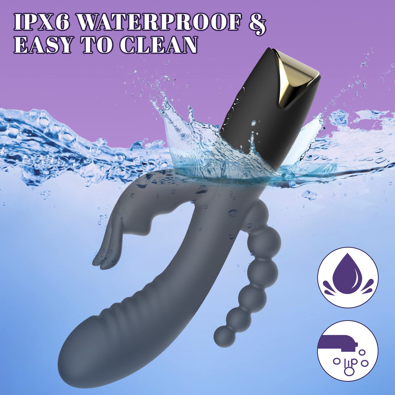 10-Speed Rabbit Vibrator with Clitoral Stimulator - 3-in-1 G-Spot & Anal Massager - Waterproof Rechargeable Silicone Adult Sex Toy for Women & Couples - Perfect for Solo Play & Intimate Couples Games