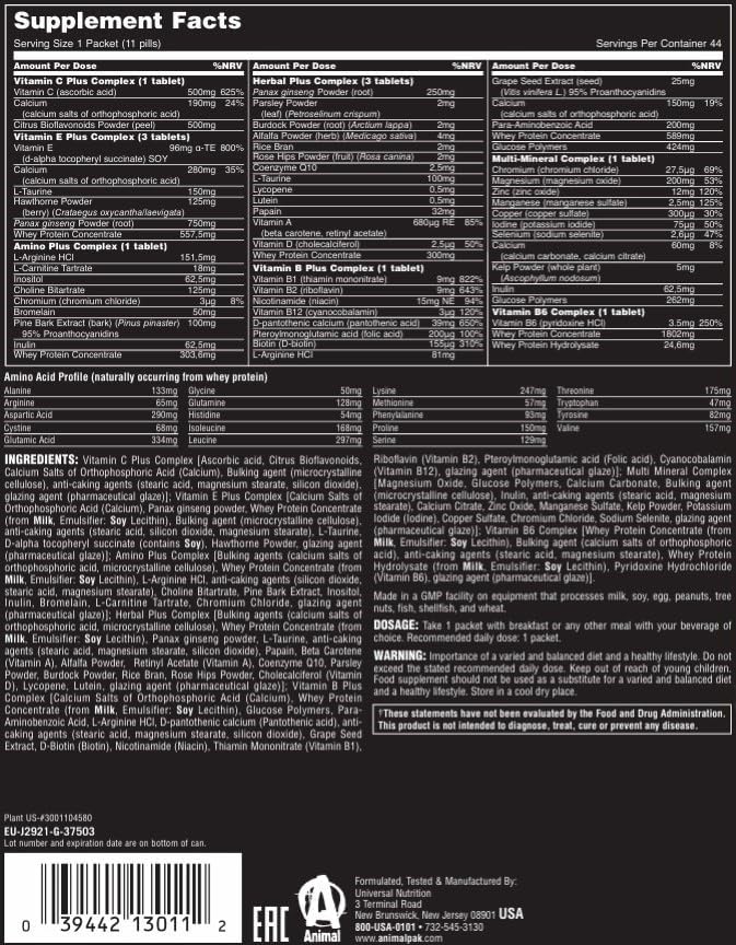 Animal Pak 30 Packs - Ultimate All-in-One Performance Supplement for Strength, Muscle Recovery & Immune Support | Pre-Workout, Post-Workout & Daily Nutrition for Athletes & Fitness Enthusiasts
