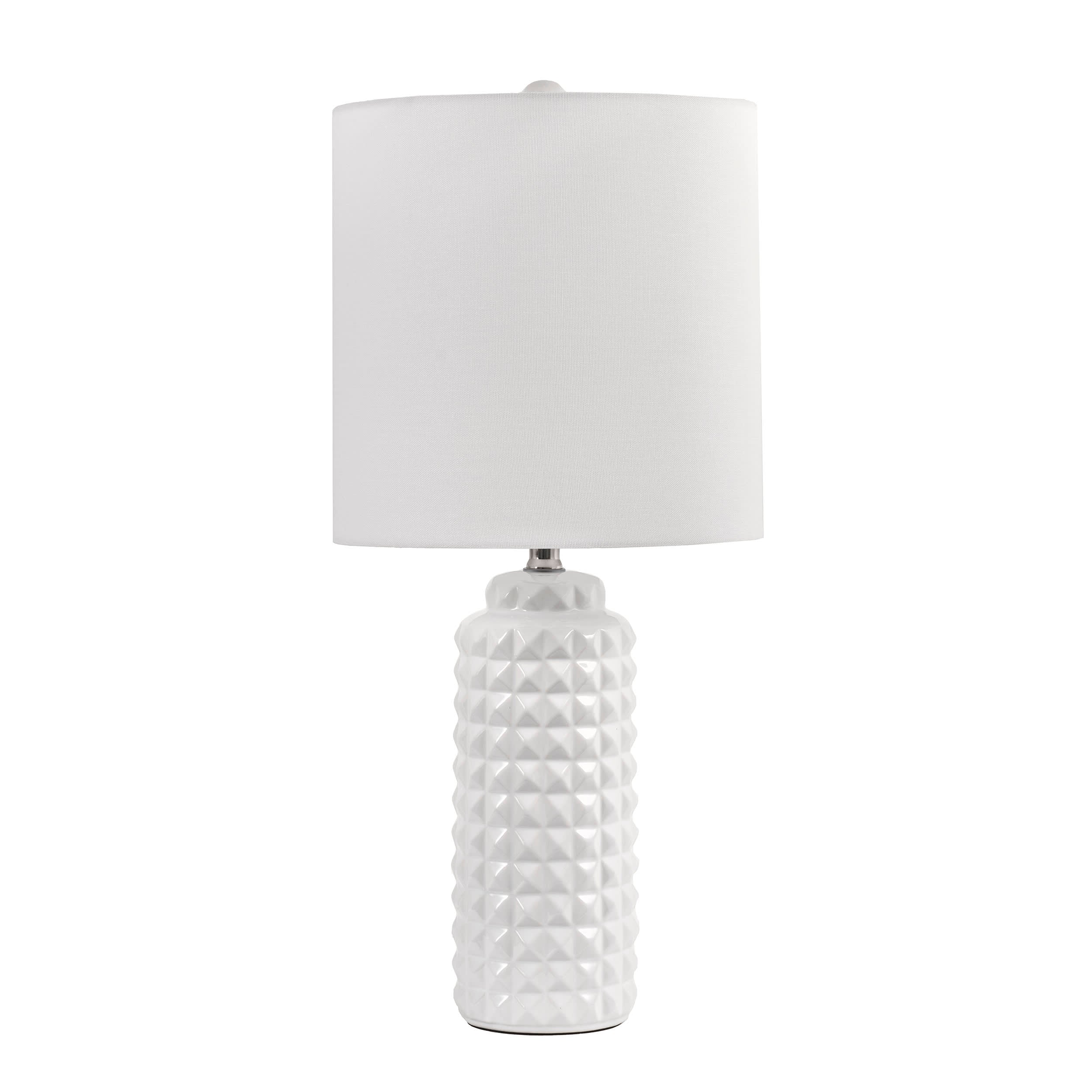 26 Inch Lydia Ceramic Table Lamp - Modern White Bedside Lamp for Living Room, Bedroom & Office Decor
