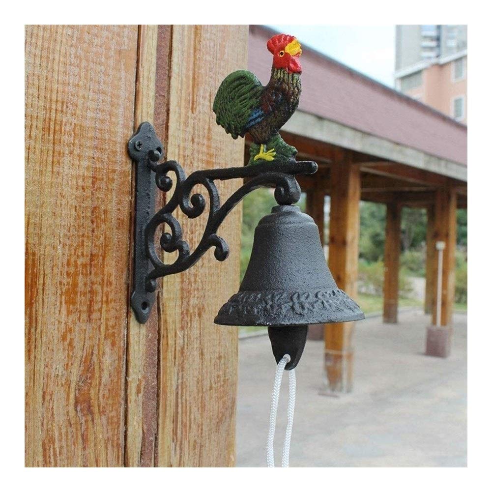 Vintage Cast Iron Rooster Chicken Bell - Antique Farmhouse Doorbell for Outdoor, Ranch & Cabin Decor | Perfect for Farmhouse Entryway, Garden, Patio & Rustic Home Décor