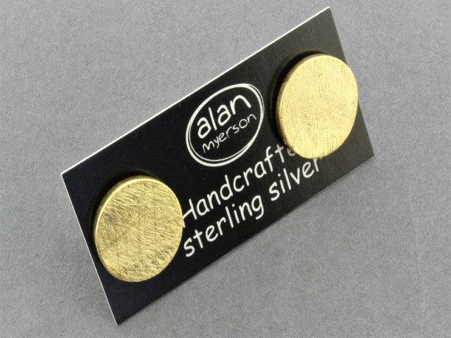 22Kt Gold Over Sterling Silver Scratched Disc Stud Earrings - Perfect for Parties, Weddings & Everyday Wear
