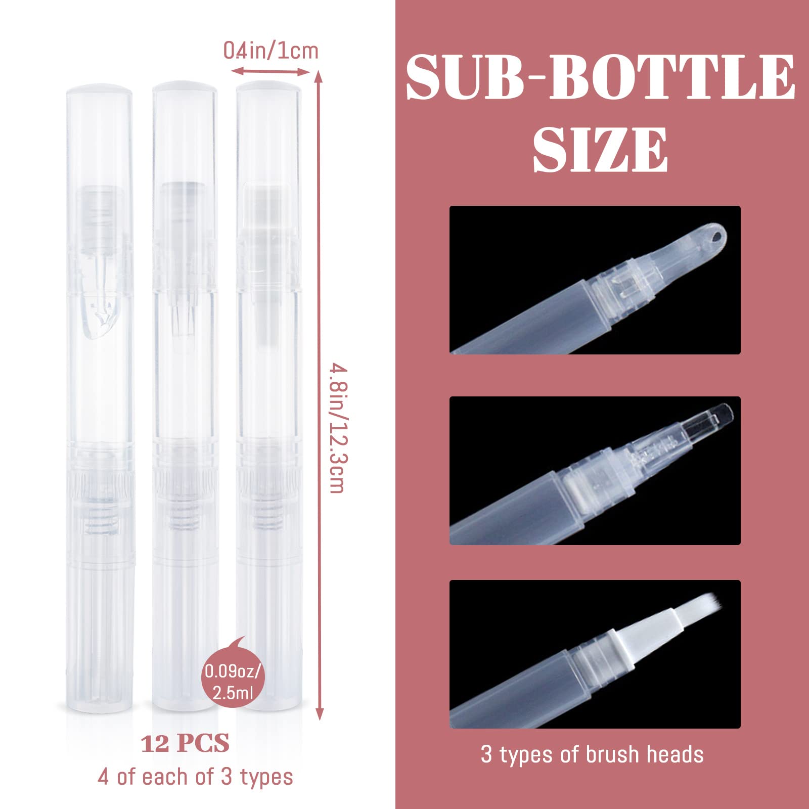 2.5ml Empty Cuticle Oil Pen with Brush Tip - Non-Refillable Transparent Nail Oil Applicator - Portable Cosmetic Dispenser for Cuticle Care, Nail Treatment & Lip Gloss - Travel-Friendly Beauty Accessories (3-Pack, White) - Perfect for Salon, Home Use & On-the-Go Nail Care