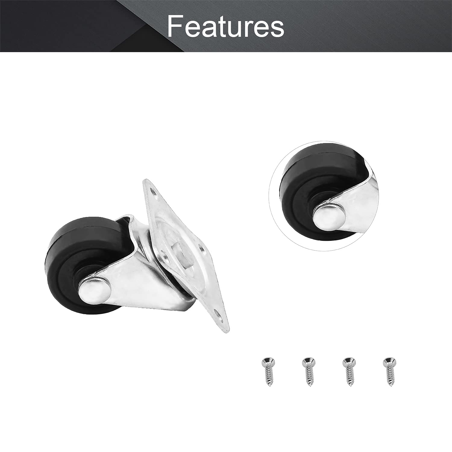 MroMax 0.98 Inch Swivel Caster Wheels with Rubber Rollers - 360 Degree Rotation, Top Plate Mounted, 11lb Capacity (Set of 8) - Perfect for Office Chairs, Shopping Carts, and Furniture Mobility