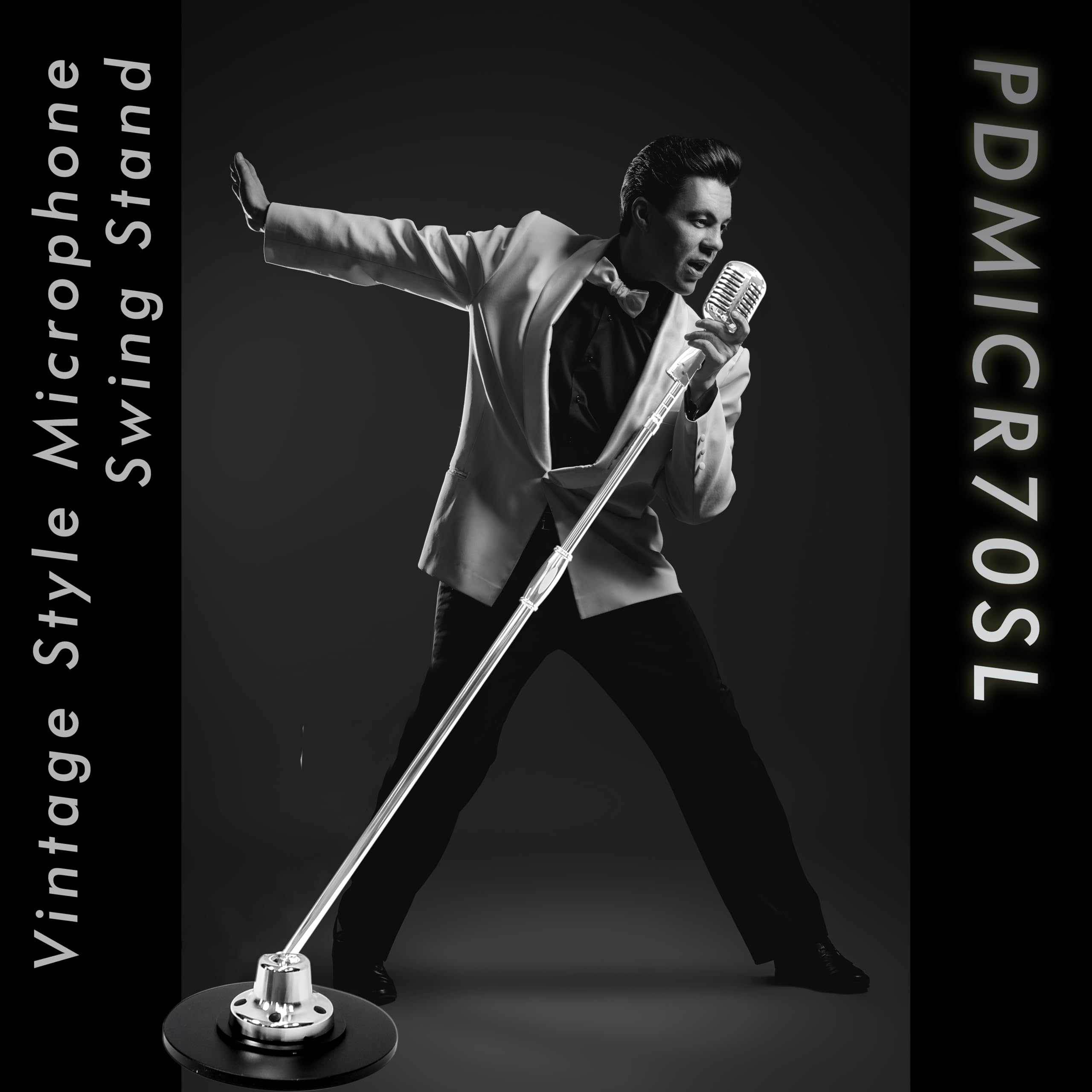Pyle Retro Microphone - Classic Vintage Style Dynamic Vocal Mic with Unidirectional Audio, Adjustable Stand & XLR Cable (Silver Finish) - Perfect for Home Studios, Podcasting, Karaoke & Live Performances