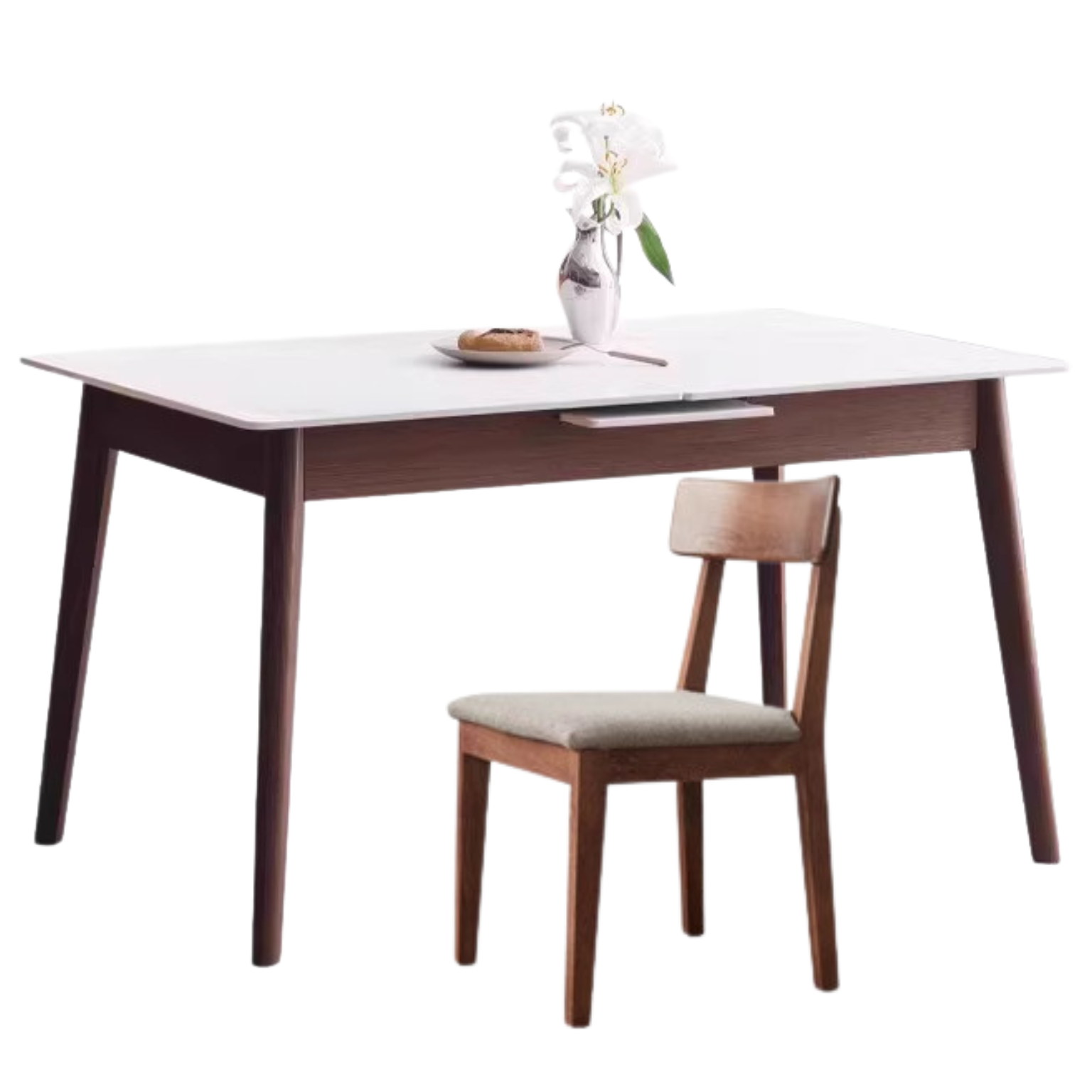 Solid Oak Wood Extendable Dining Table - Expandable Farmhouse Table for Kitchen, Dining Room & Small Spaces | Rustic Home Decor & Space-Saving Solution