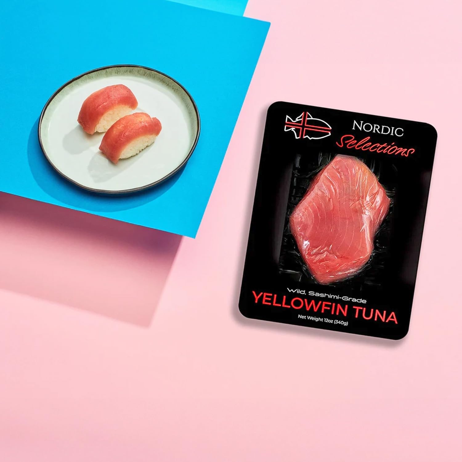 Premium Sashimi-Grade Salmon & Yellowfin Tuna Bundle - Fresh, Never Frozen, Sustainably Sourced Seafood for Sushi Making | Includes 90-Second Sushi Rice & Stainless Steel Chopsticks | Perfect for Family Sushi Nights, Dinner Parties & Japanese Cuisine Lovers