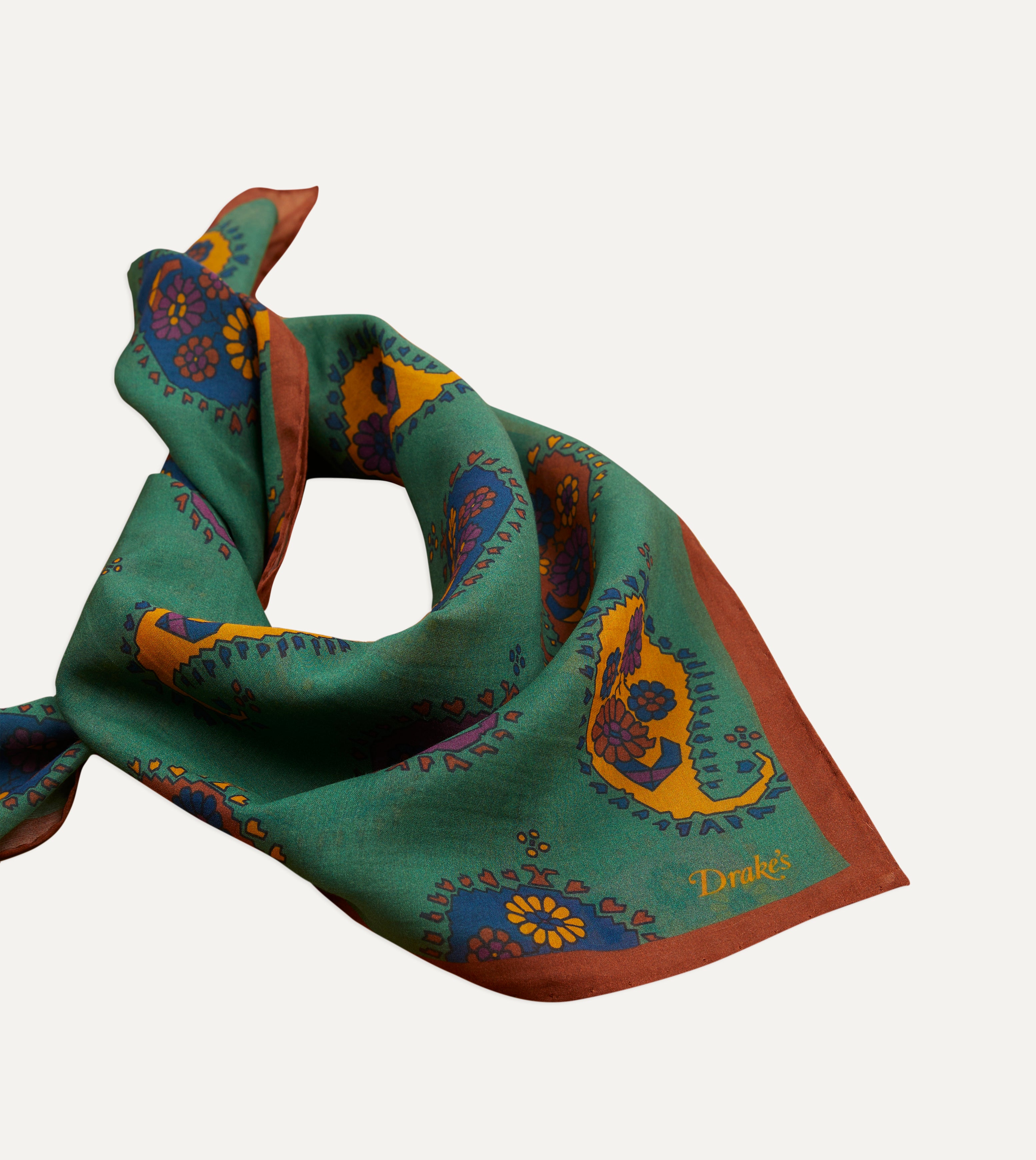 Stylish Green Flower Paisley Print Silk Cotton Bandana Scarf - Fashion Accessory for Women, Men & Outfits - Perfect for Casual Wear, Head Wrap, Neck Scarf & Boho Style