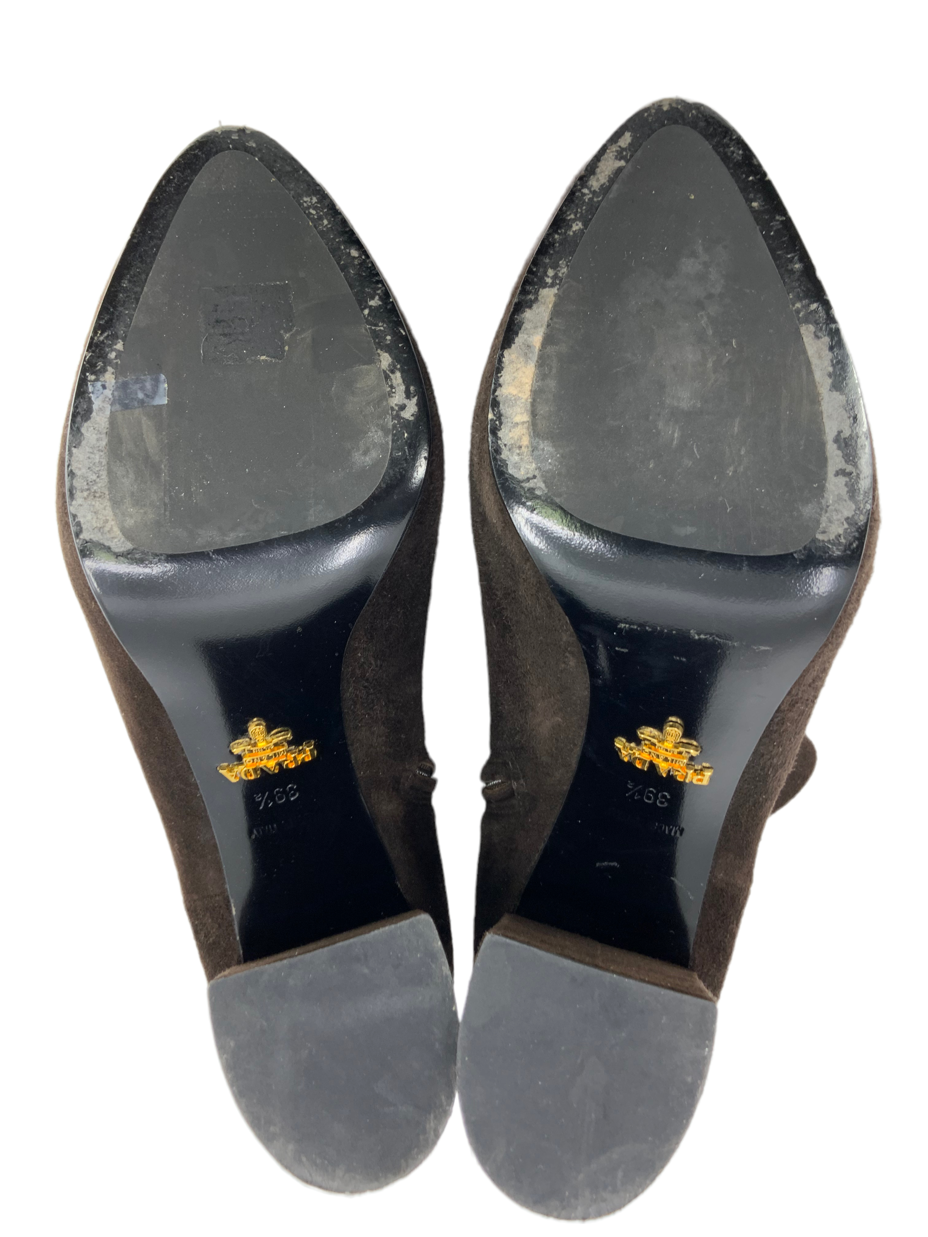 PRADA Suede Hidden Platform Ankle Boots Women's Size 9.5 - Stylish & Comfortable for Office, Party & Winter Fashion