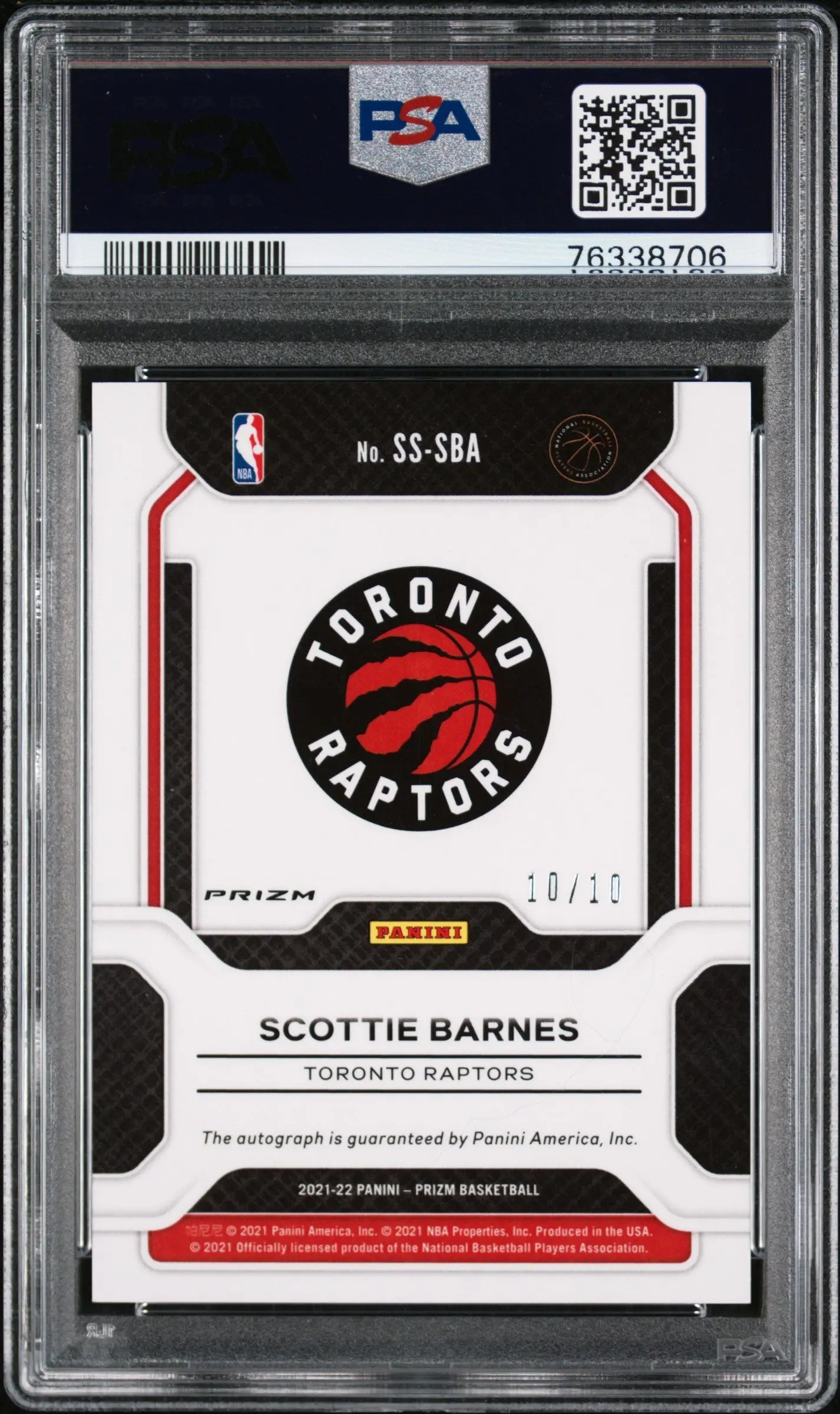 2021 Panini Prizm Sensational Signatures Gold Scottie Barnes Rookie PSA 9 10/10 - Rare Basketball Trading Card for Collectors & Investors - Perfect for Display, Gifts, and Sports Memorabilia Collections