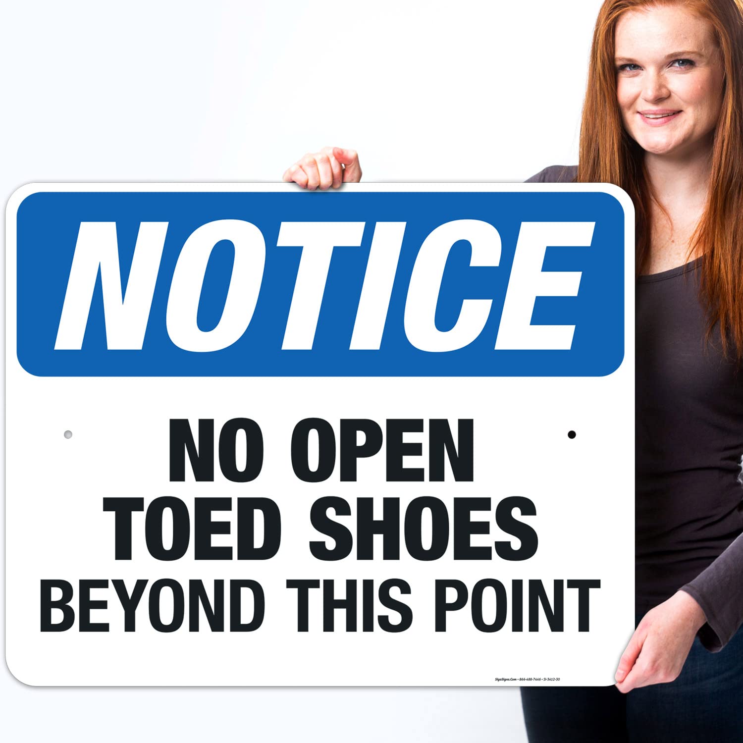 No Open Toed Shoes Beyond This Point Sign - OSHA Compliant 24x30 Inches, Rust-Free .063 Aluminum, Fade-Resistant for Indoor & Outdoor Use - Made in USA - Perfect for Construction Sites, Factories & Safety Zones