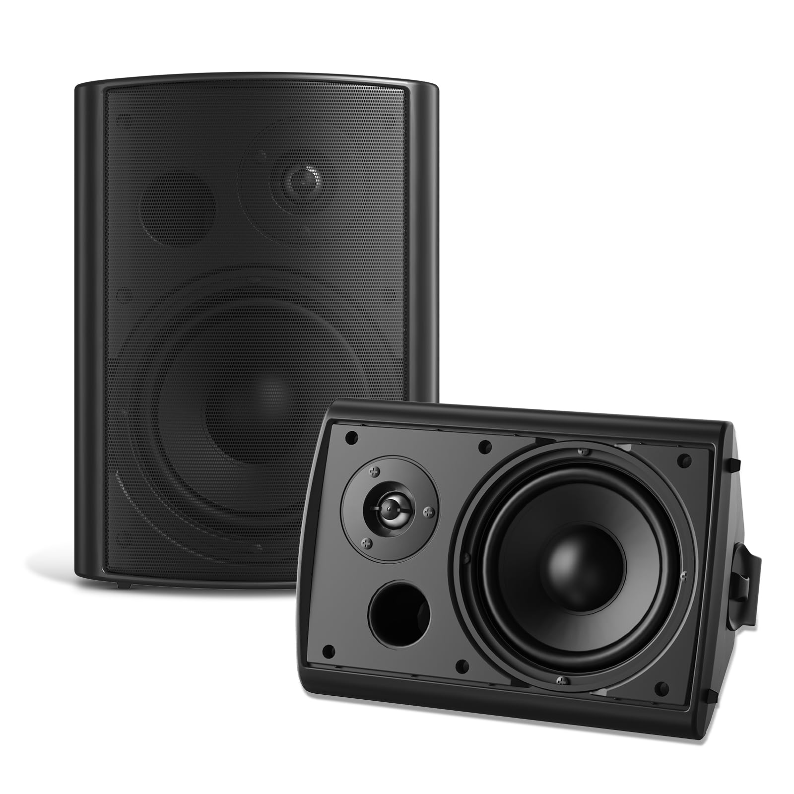 STUDIOFINIX 6.5 Inch 400W Waterproof Outdoor Speakers - Wall Mount Wired Passive Speakers for Patio, Poolside, Porch, Covered Deck & Indoor Use (Black) | Perfect for Backyard Parties, Home Theater & Outdoor Entertainment