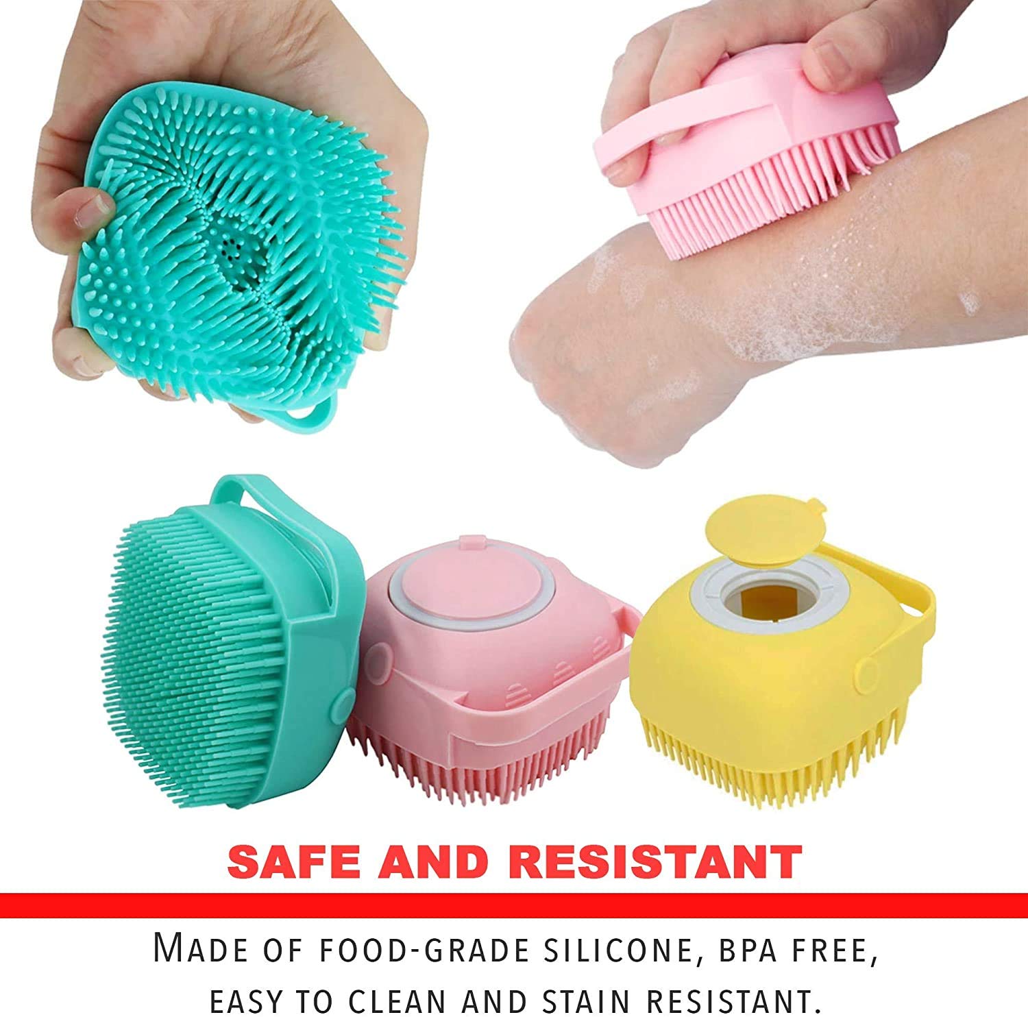 BROCCOLIN® Silicone Body Scrubber & Exfoliating Brush - Reusable Shower Loofah with Soap Dispenser for Deep Cleaning - Gentle Massage Scrub for Women & Kids - Perfect for Sensitive Skin & Spa-Like Bath Experience