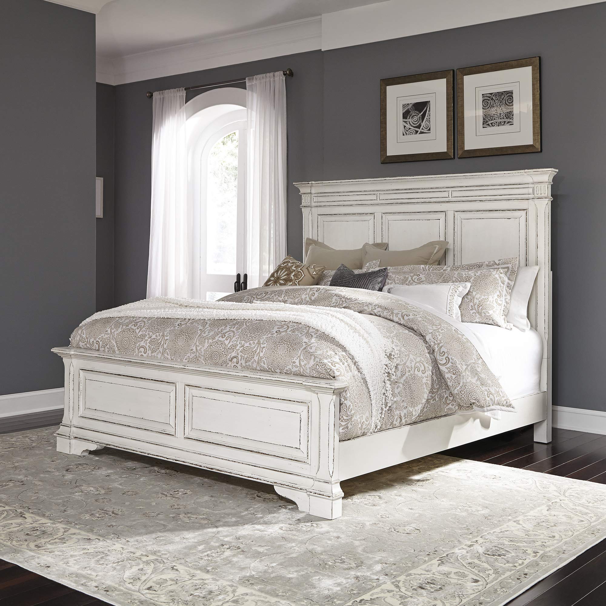 Liberty Furniture Industries Abbey Park King Panel Bed in White - Elegant Bedroom Furniture for Master Suites & Guest Rooms