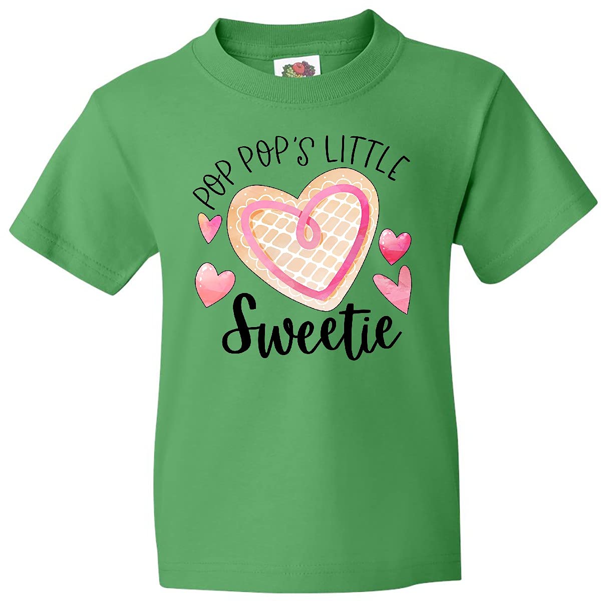 Inktastic Pop Pop's Little Sweetie Pink Heart Cookie Youth T-Shirt - Cute Kids Graphic Tee for Grandparents Day, Birthday & Family Gatherings