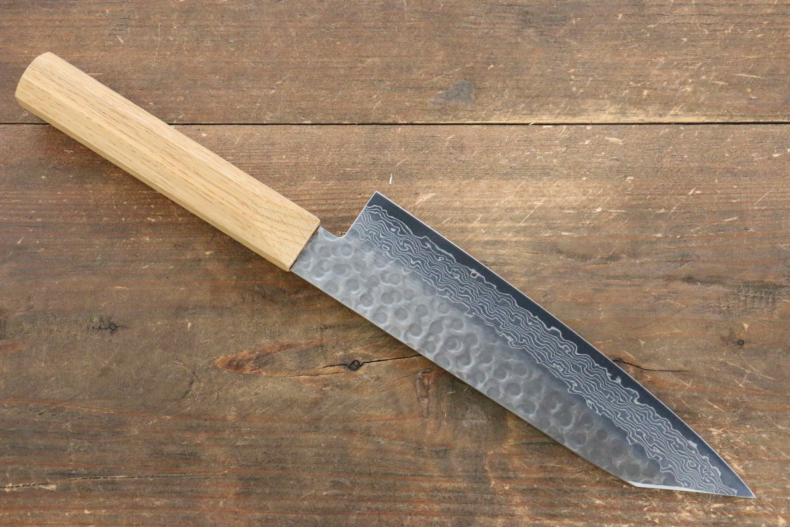 Premium Jikko VG10 17-Layer Damascus Santoku Knife 170mm with Oak Handle - Perfect for Slicing, Dicing & Chopping Vegetables, Fruits & Meat in Professional & Home Kitchens