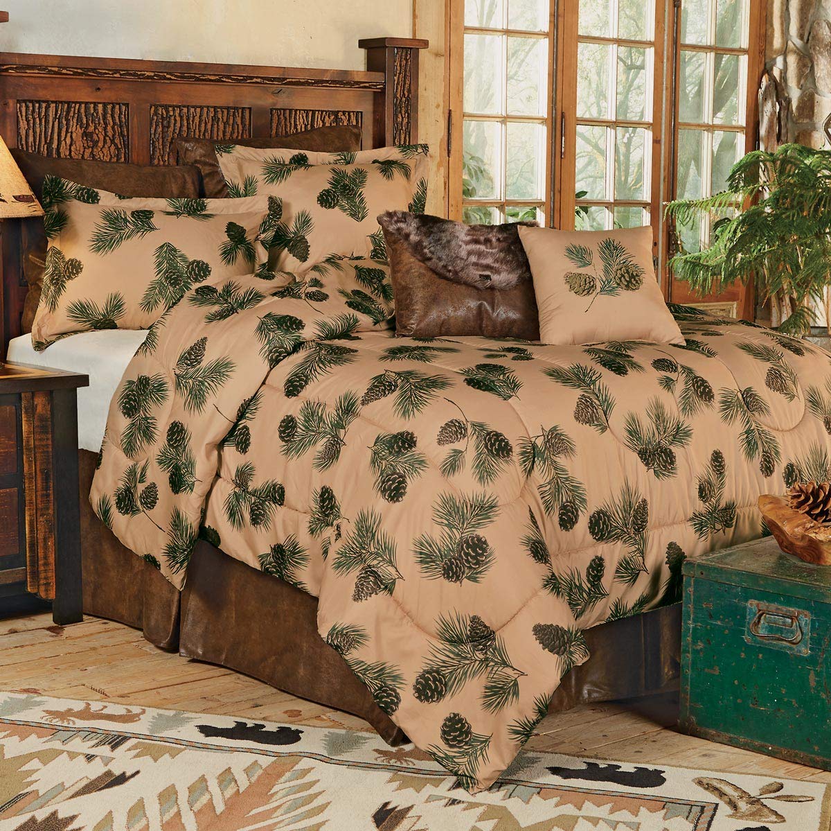 BLACK FOREST DECOR Pinecone Ridge Bed Set - Queen Size Luxury Bedding for Cozy Cabin & Rustic Bedroom Decor