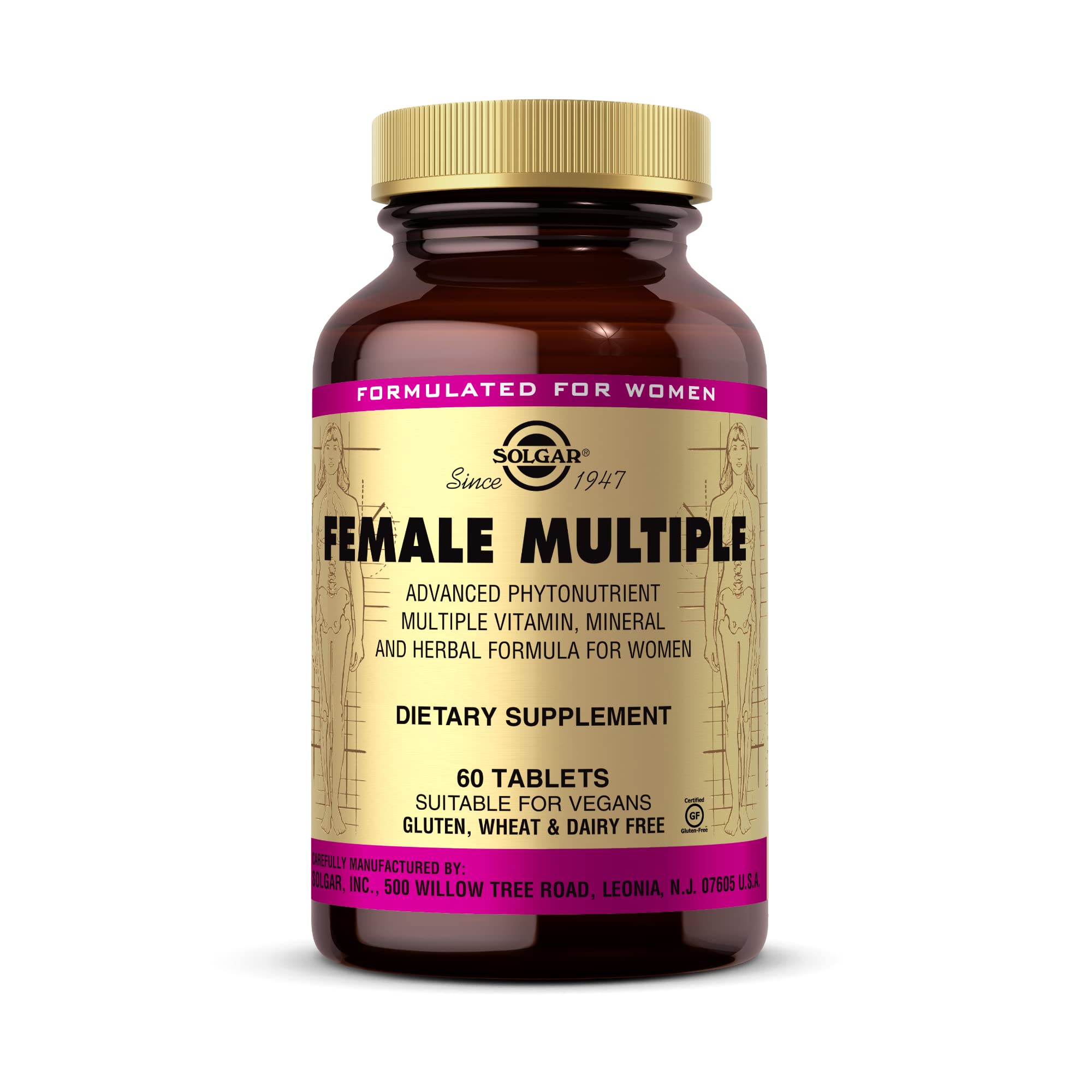 Solgar Female Multiple Multivitamin for Women - 60 Vegan Tablets with Minerals & Herbal Formula - Gluten Free, Dairy Free, Kosher Supplement - Supports Energy, Immunity & Overall Health - Perfect for Busy Professionals & Active Lifestyles