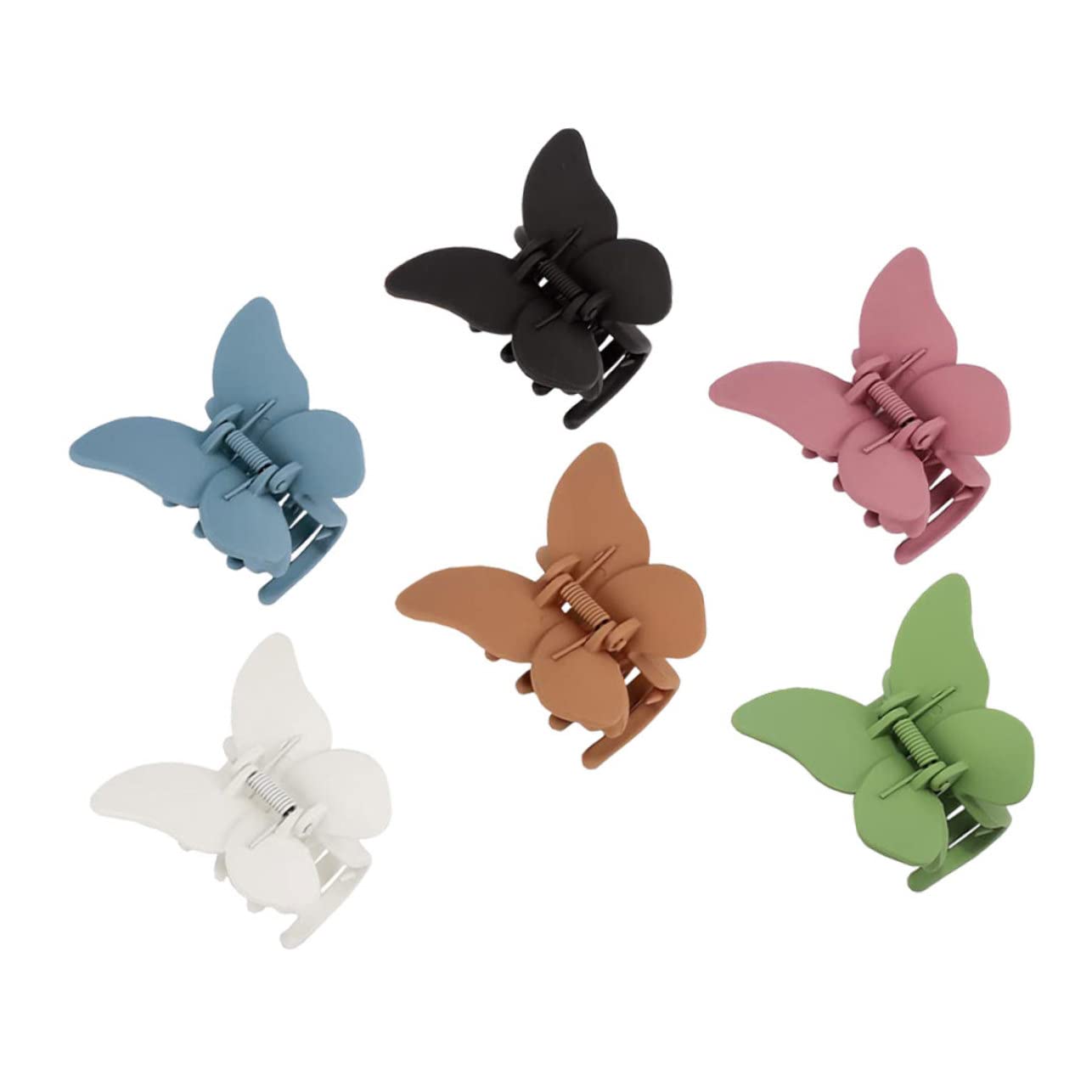 6pcs Matte Butterfly Hair Clips for Women - Non-Slip French Claw Clips for Thick Hair - Hair Barrettes with Strong Hold - Perfect for Workouts, Office, and Everyday Hairstyles
