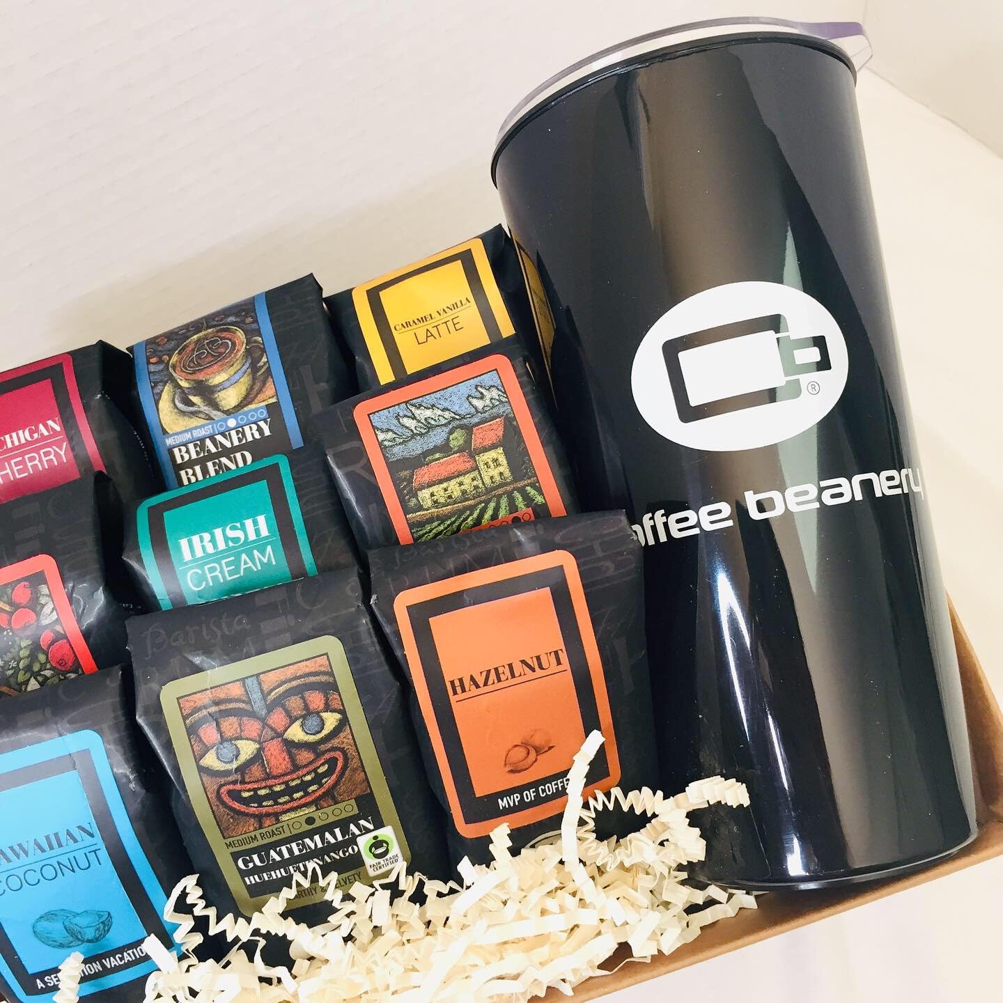 Premium Decaf Coffee Gift Basket with Ceramic Mug - 9 Gourmet Single-Serve Coffee Samples | Perfect for Office Gifts, Housewarming Presents & Coffee Lovers