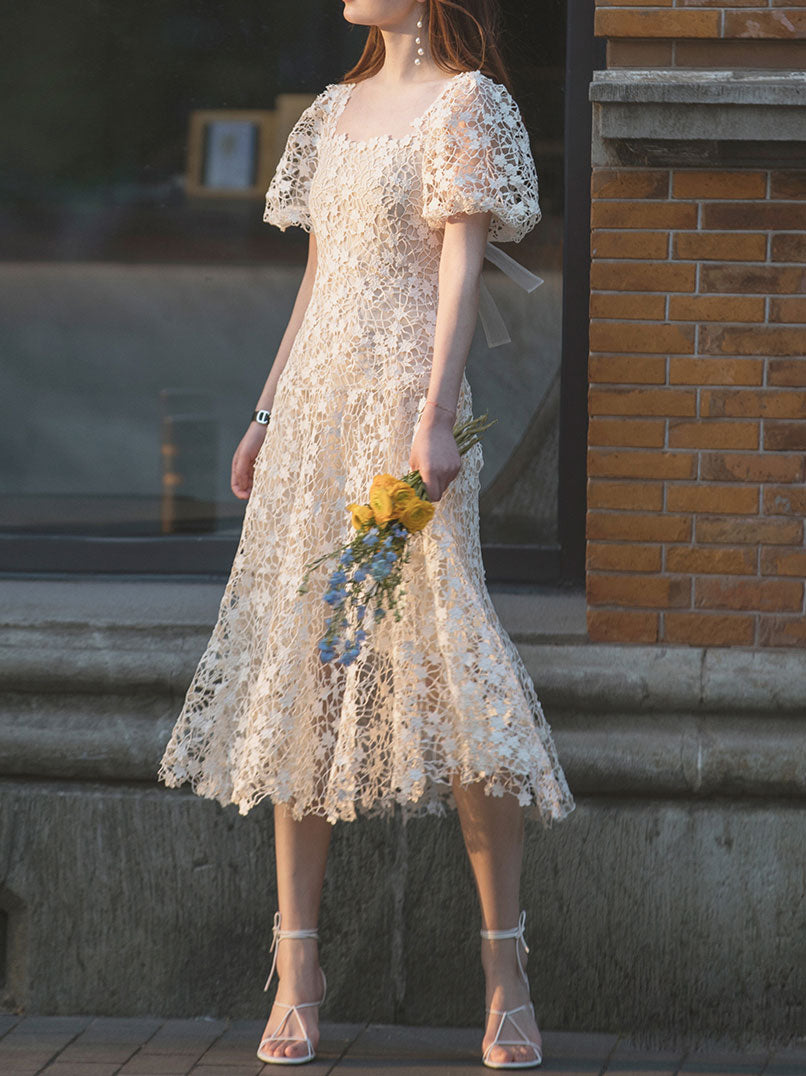 Elegant Beige Tulle Lace Short Prom Dress | Homecoming Party Gown | Perfect for Dances, Formals & Special Occasions