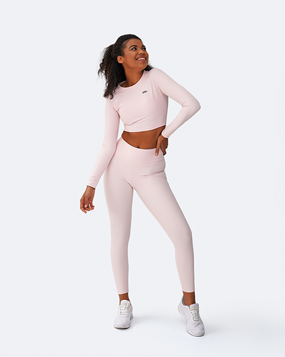 Pink Vanilla Cropped Long Sleeve T-Shirt for Women | Soft Casual Top | Perfect for Spring Outfits, Date Nights & Streetwear Fashion