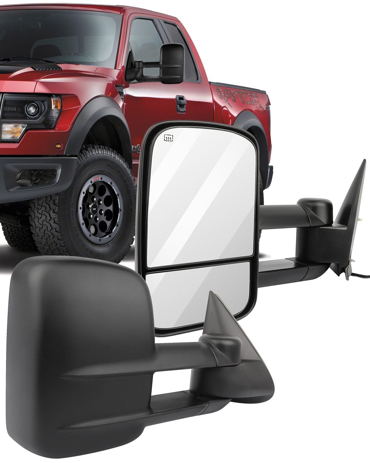 ECCPP Power Heated Towing Mirrors for 1999-2002 Chevy Silverado 1500/2500 & GMC Sierra 1500/2500 - Black Manual Folding Mirrors with Left/Right Side Control - Perfect for Towing, Camping & Off-Road Adventures