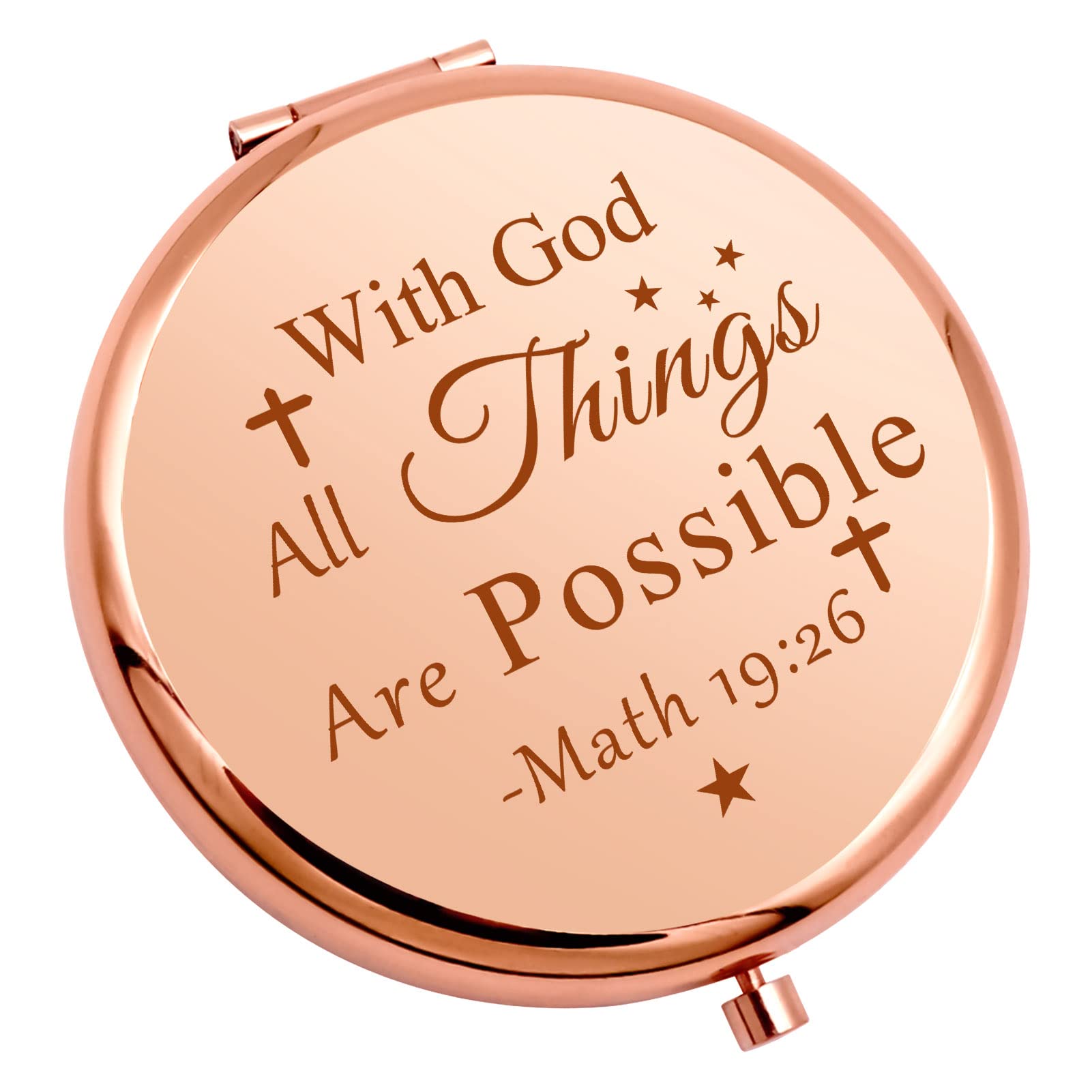 Religious Compact Makeup Mirror with Bible Verse - Inspirational Christian Gifts for Women, Baptism, Goddaughter, Easter & Graduation - Perfect for Daily Devotion & Prayer