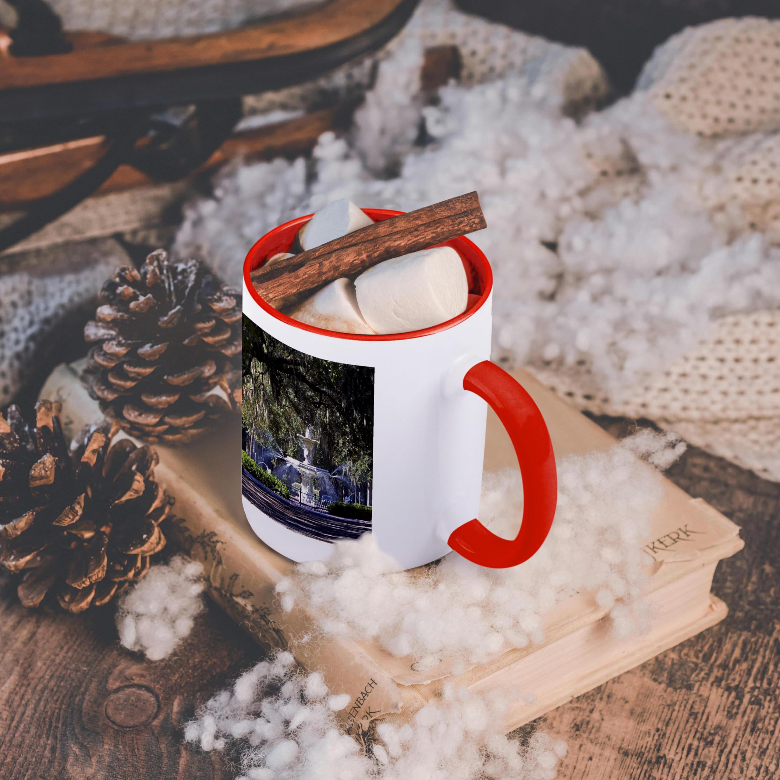 3D Rose 15oz Two-Tone Red and White Ceramic Coffee Mug - Perfect for Home, Office, or Gift Giving