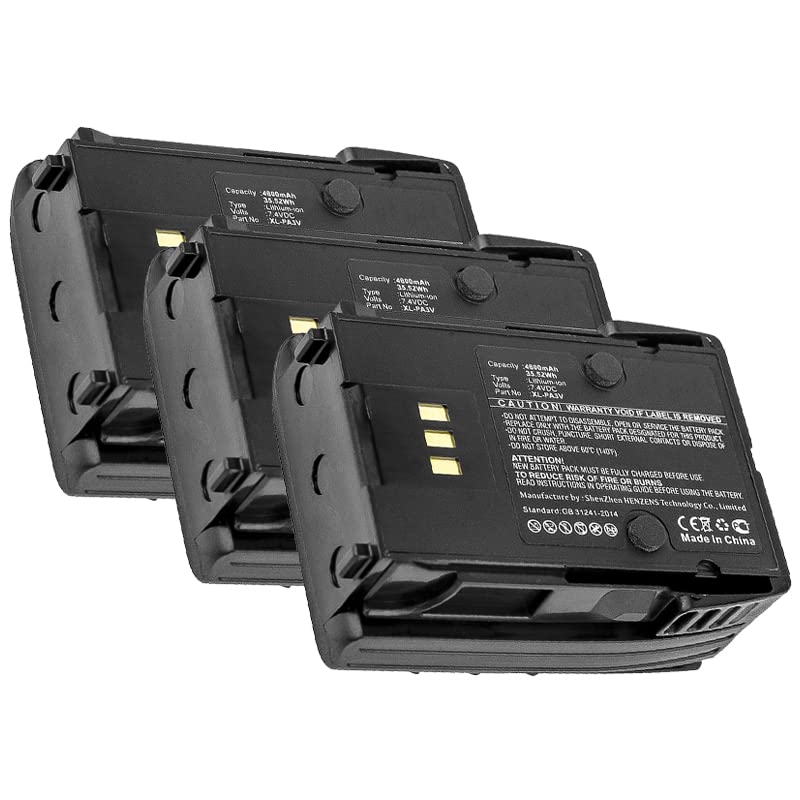 Synergy Digital 2-Way Radio Batteries - 4800mAh Li-ion 7.4V Replacement for Harris XL-PA3V & 14035-4010-04 (3-Pack) | Perfect for Emergency Responders, Security Personnel & Outdoor Adventures