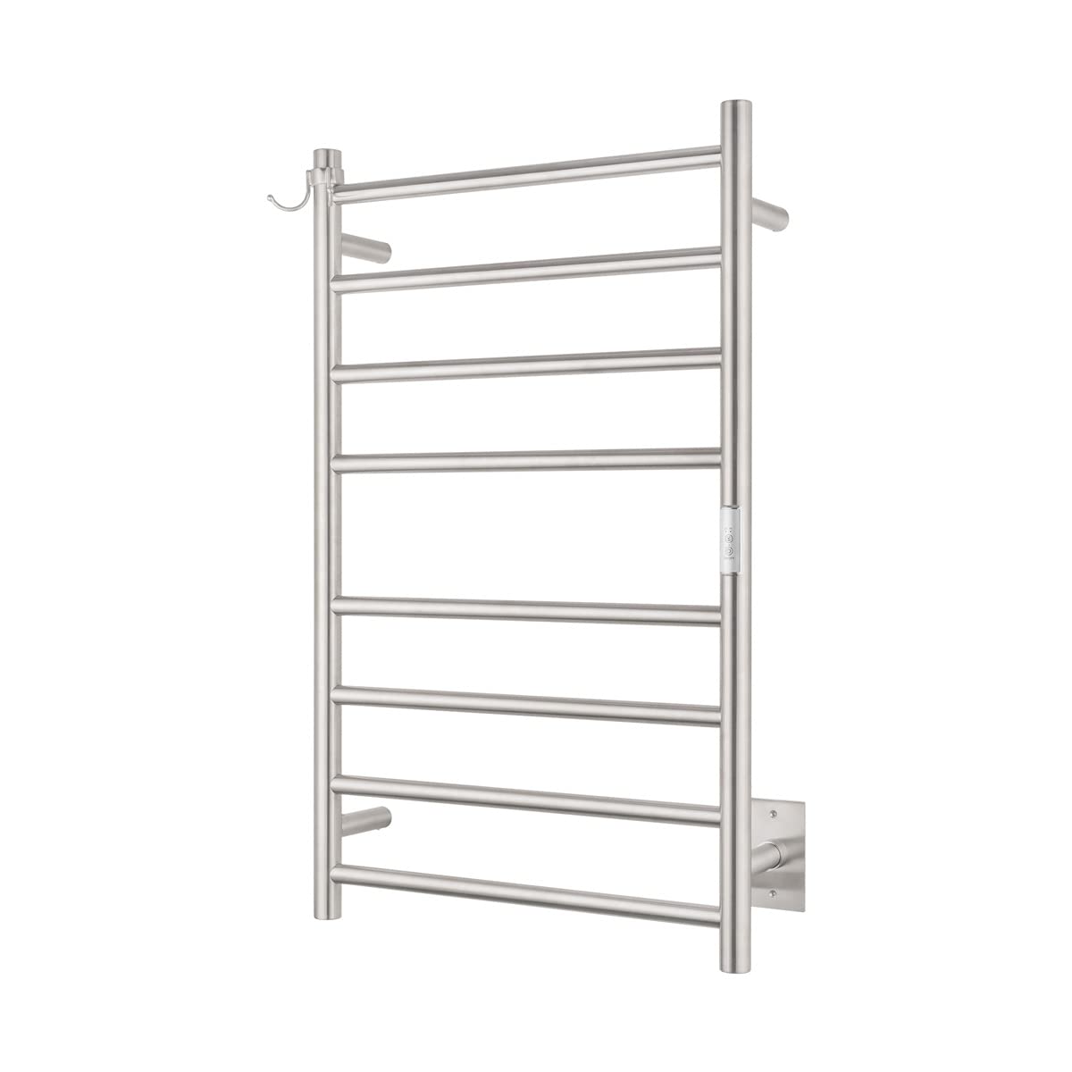 **8-Bar Wall Mounted Towel Warmer - Plug-in & Hardwired Options, 3 Heat Modes, Brushed Stainless Steel (21