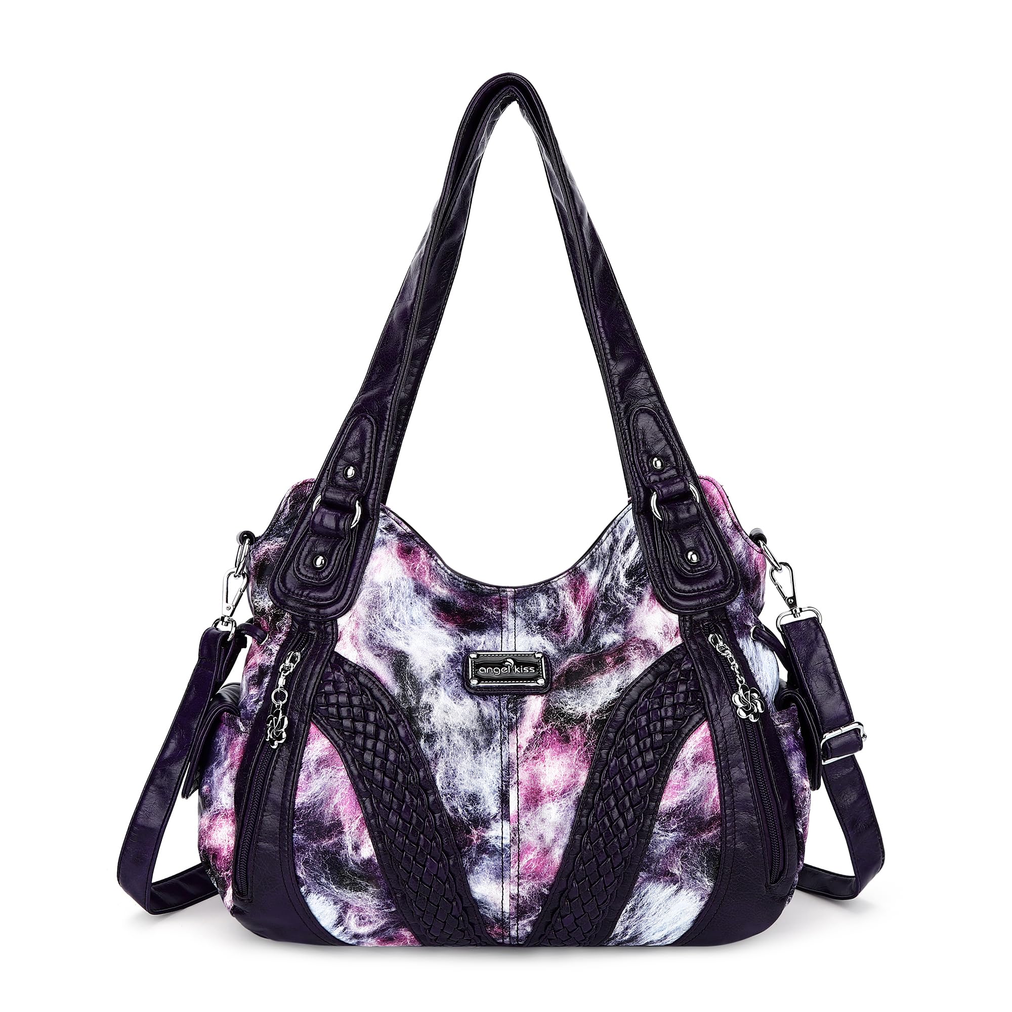 Women's Fashion Tote Shoulder Bag - Top Handle Satchel Purse in Washed Synthetic Leather - Perfect for Work, Travel & Daily Use