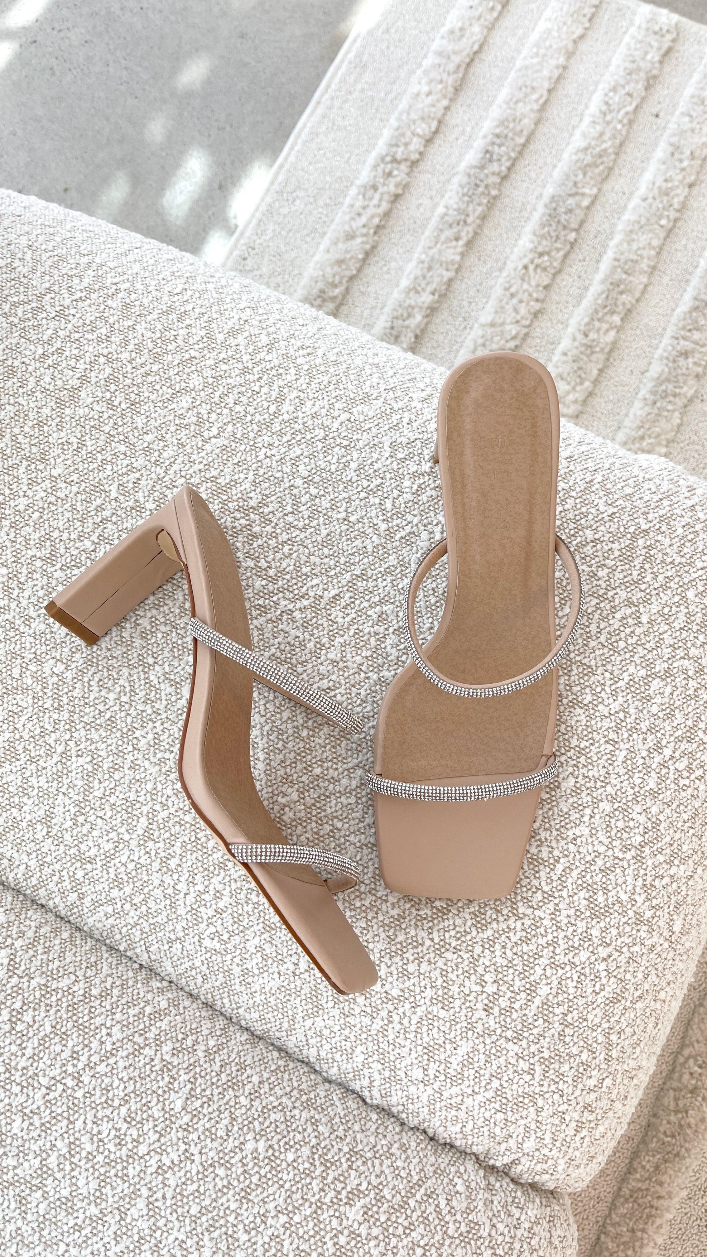 Kallie Women's Nude Heels with Diamante Embellishments - Elegant High Heels for Parties, Weddings & Special Occasions