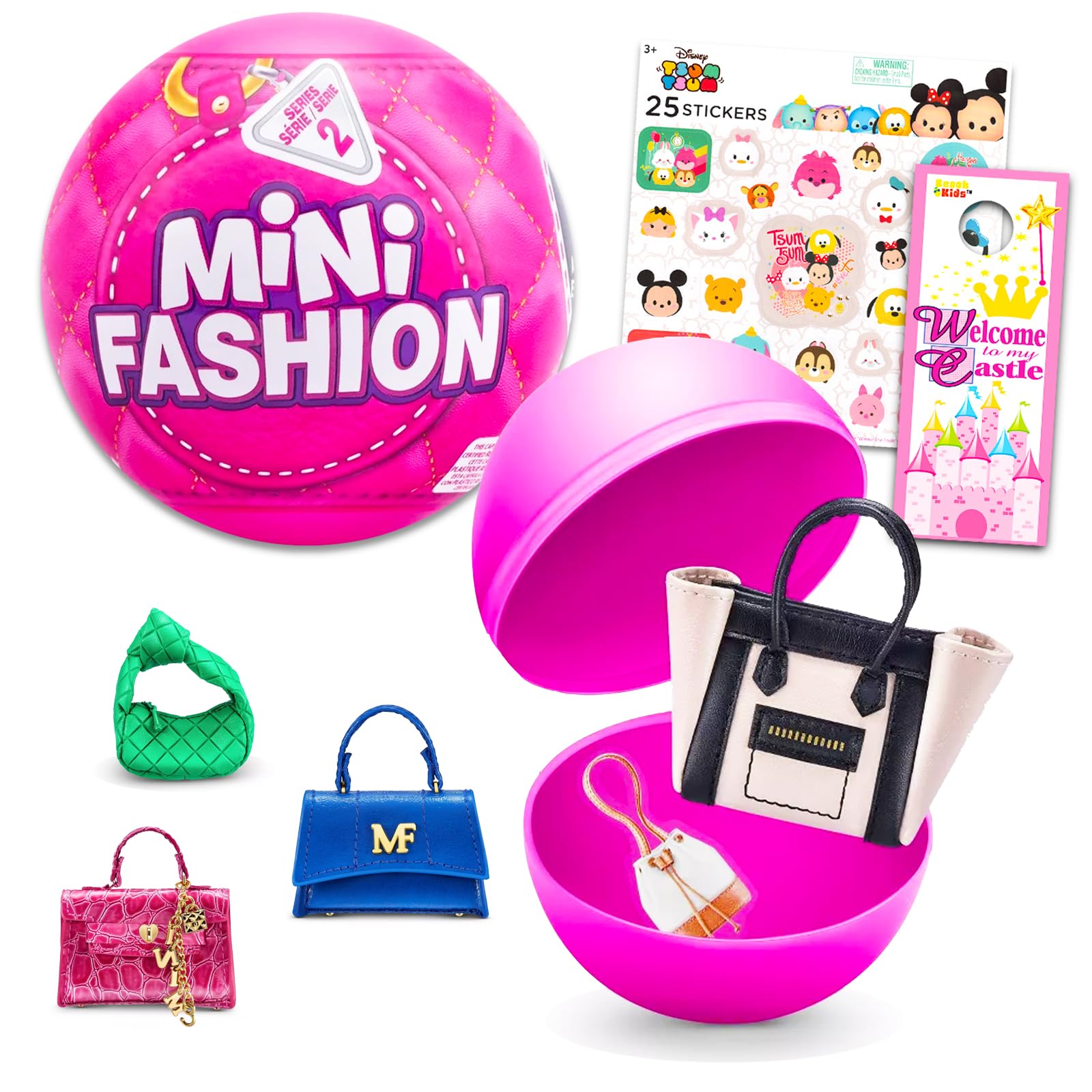 Zuru 5 Surprise Mini Brands Fashion Mystery Toy Set - Bundle with Shopkins Stickers (Fashion Series) | Collectible Miniature Toys for Kids Birthday Gifts & Party Favors
