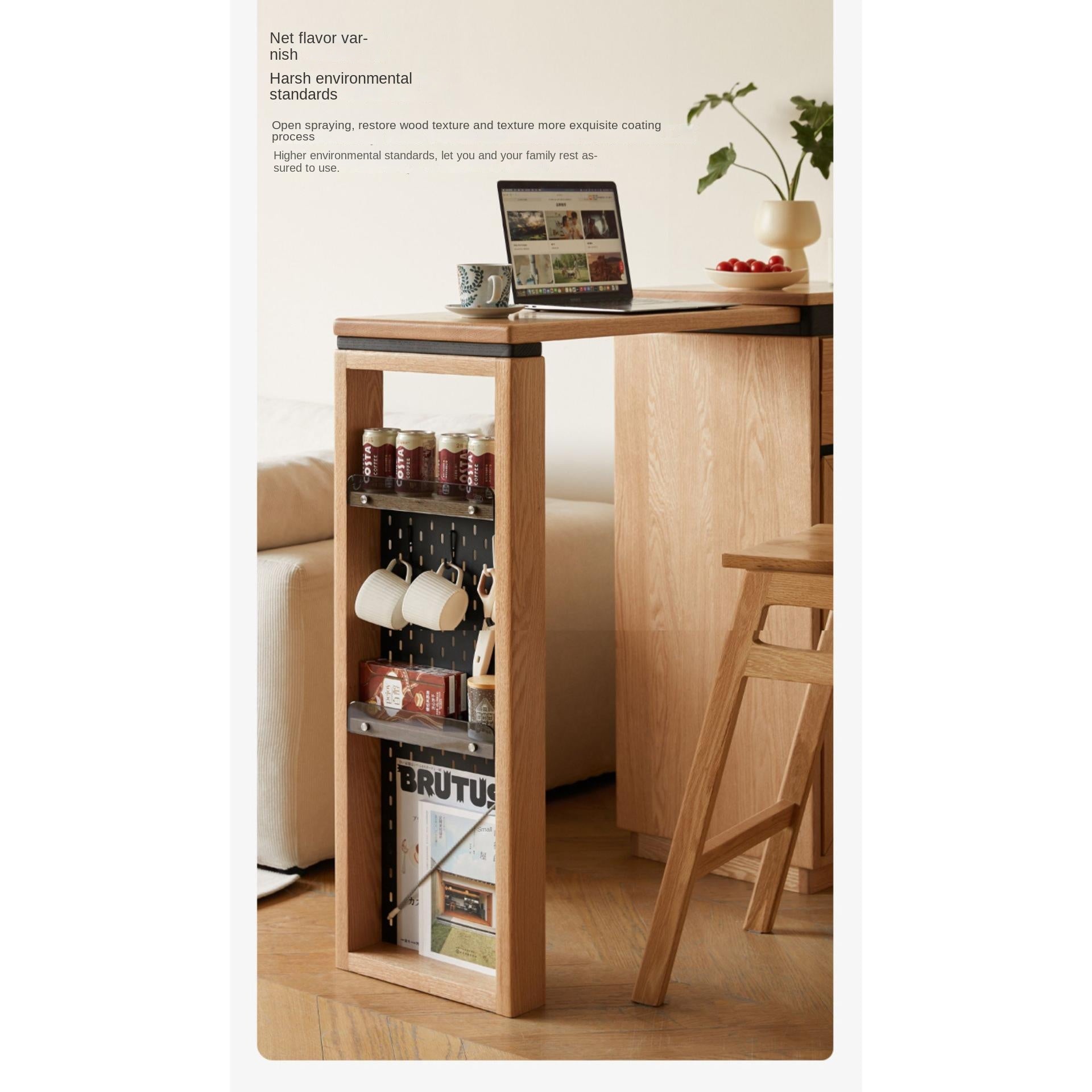 Solid Oak Wood Extendable Bar Table - Adjustable Height for Kitchen, Dining Room & Home Office - Perfect for Small Spaces & Entertaining