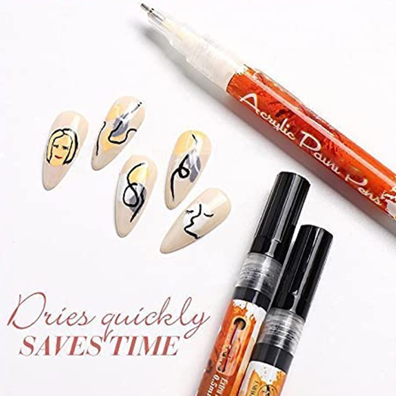 Nail Art Graffiti Pen - Quick Dry Acrylic Paint Liner Brush for DIY Flowers, Tips & Decorations | Professional Nail Design Tool for Crafts, Painting & Nail Art (Silver) | Perfect for Home Manicures, Salon Use & Creative Gift Ideas